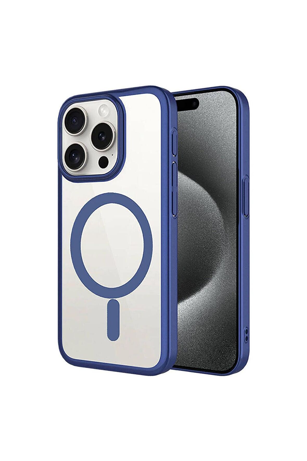 Apple iPhone 15 Pro Max Uyumlu Kılıf Kenarları Renkli Arkası Mat Magsafe Telefon Kılıfı Kapak