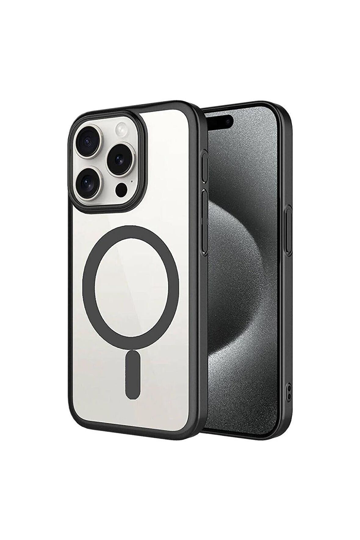 Apple iPhone 15 Pro Max Uyumlu Kılıf Kenarları Renkli Arkası Mat Magsafe Telefon Kılıfı Kapak