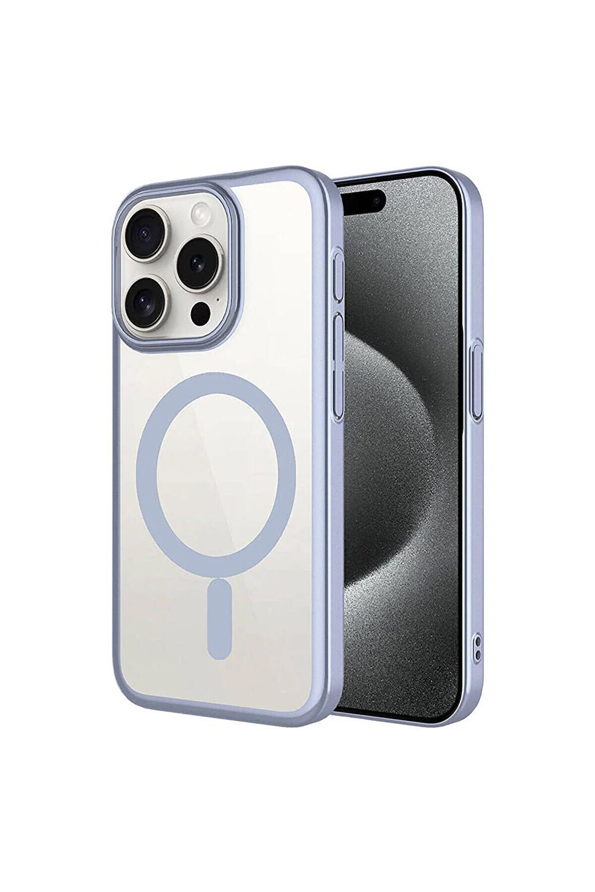 Apple iPhone 15 Pro Uyumlu Kılıf Kenarları Renkli Arkası Mat Magsafe Telefon Kılıfı Kapak