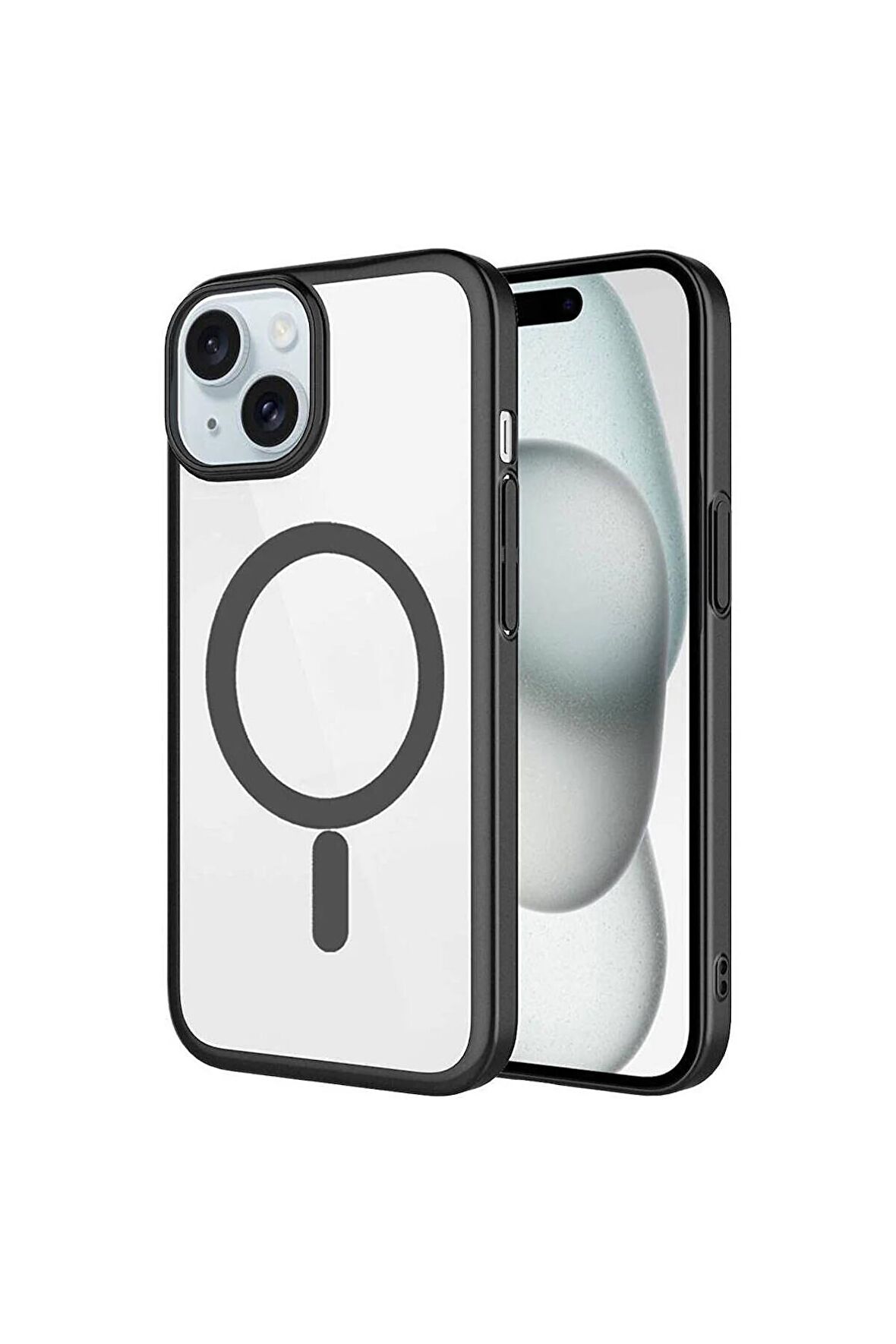 Apple iPhone 15 Uyumlu Kılıf Kenarları Renkli Arkası Mat Magsafe Telefon Kılıfı Kapak