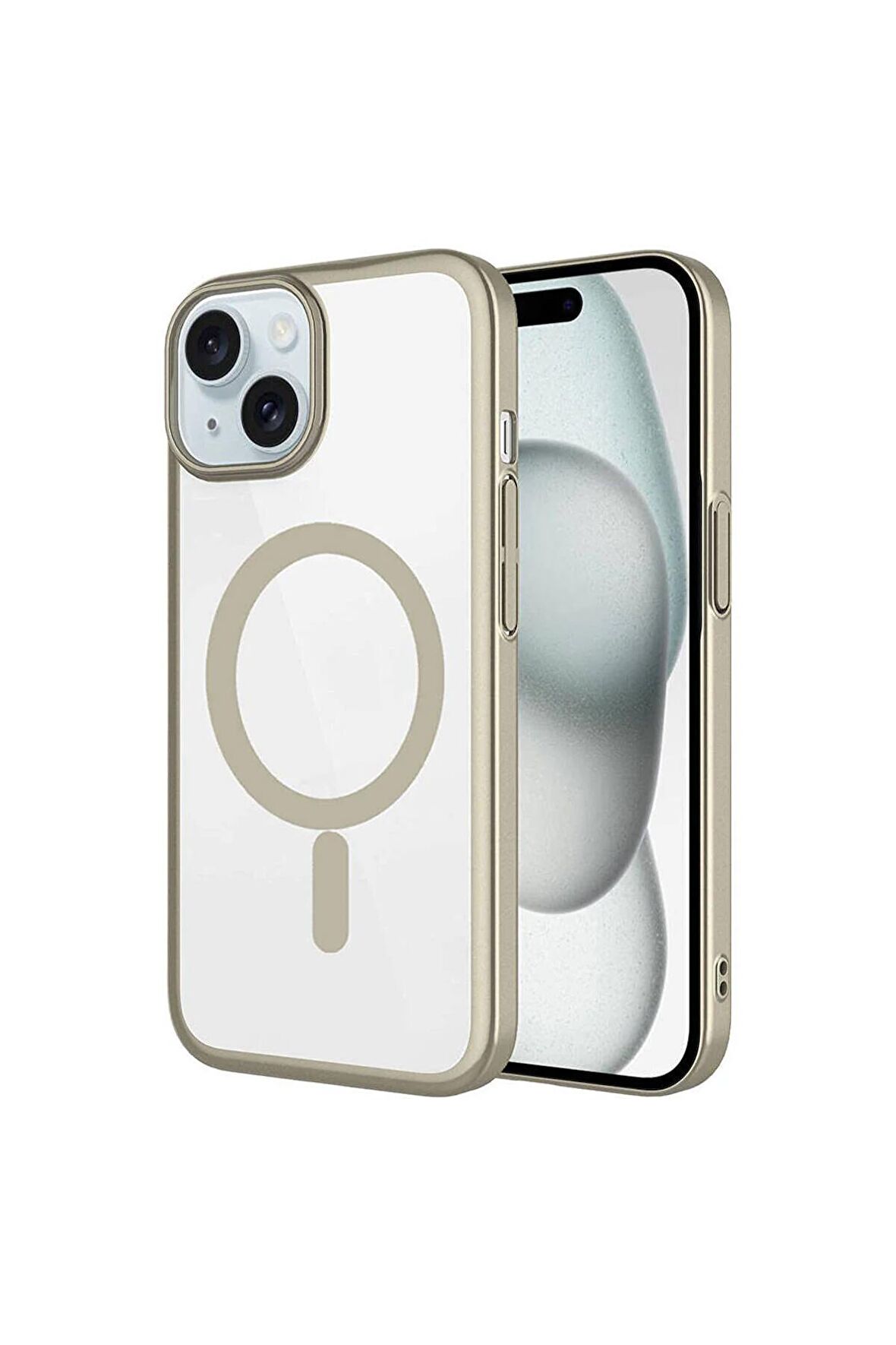 Apple iPhone 15 Uyumlu Kılıf Kenarları Renkli Arkası Mat Magsafe Telefon Kılıfı Kapak