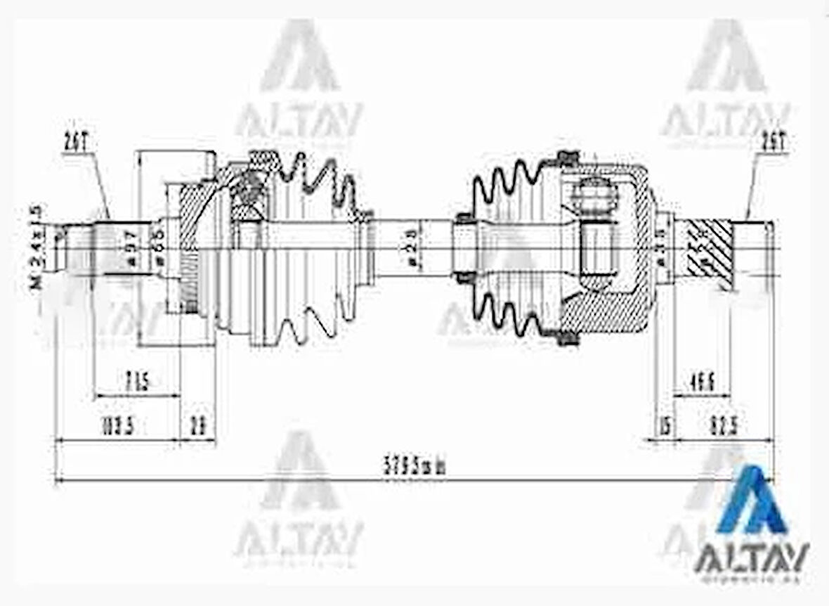 AKS KOMPLE ÖN B-2500 1997-2006 / RANGER 1997-2006 / 4104 SAĞ ABSLİ 44 DİŞ 510MM MD24255010