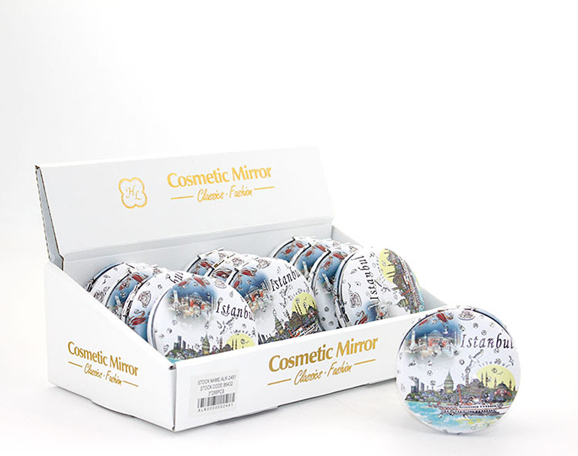 Taşlı İstanbul Tasarımı El Aynası Kalın Model 4 