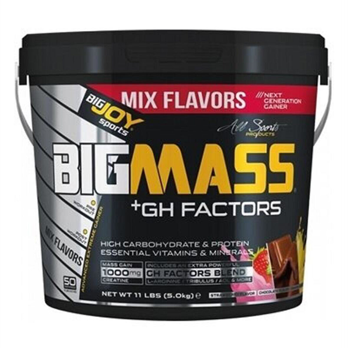BigJoy BigMass GH Mix Karbonhidrat Tozu (Gainer) - Çikolata,Çilek,Bisküvi - 5Kg