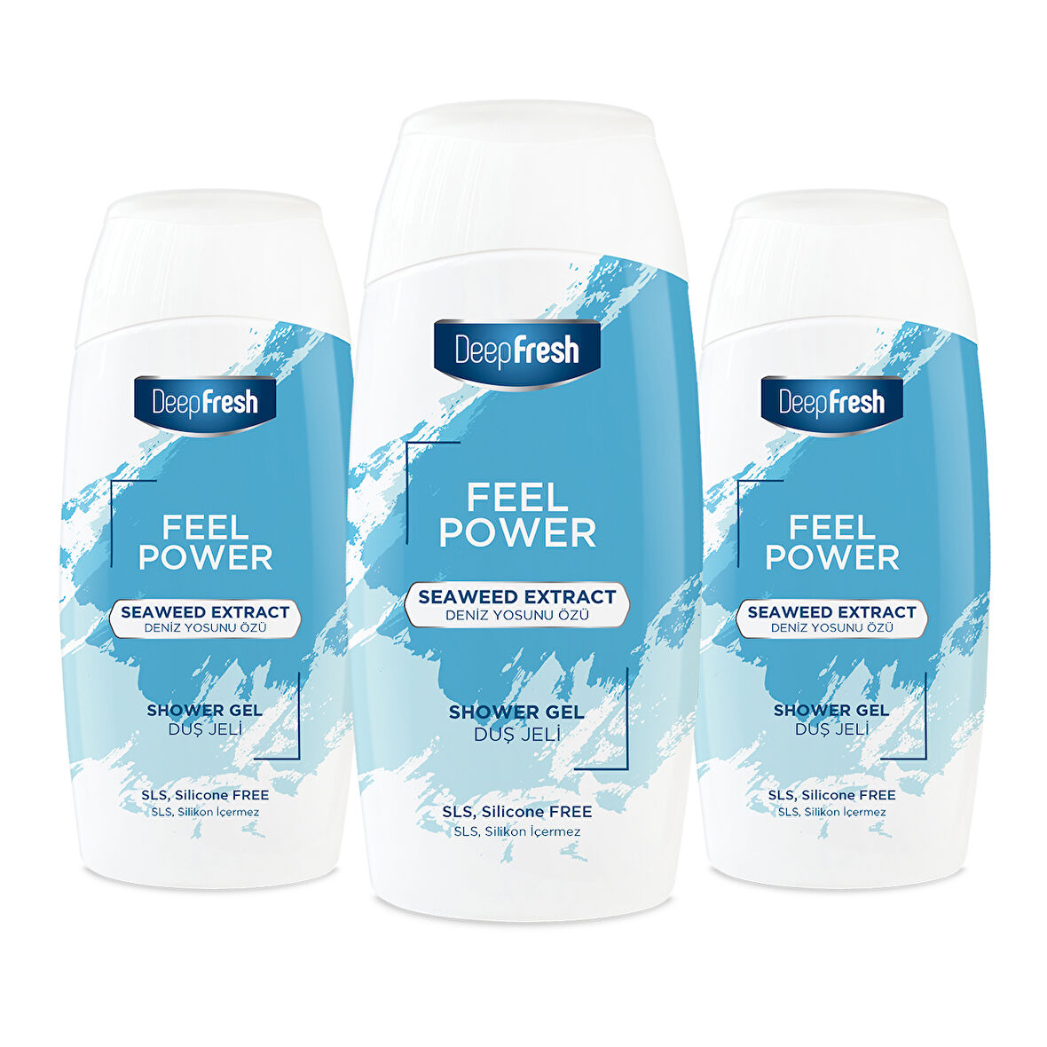 Deep Fresh Feel Power Duş Jeli Deniz Yosunu Özü 400ml 3 Adet