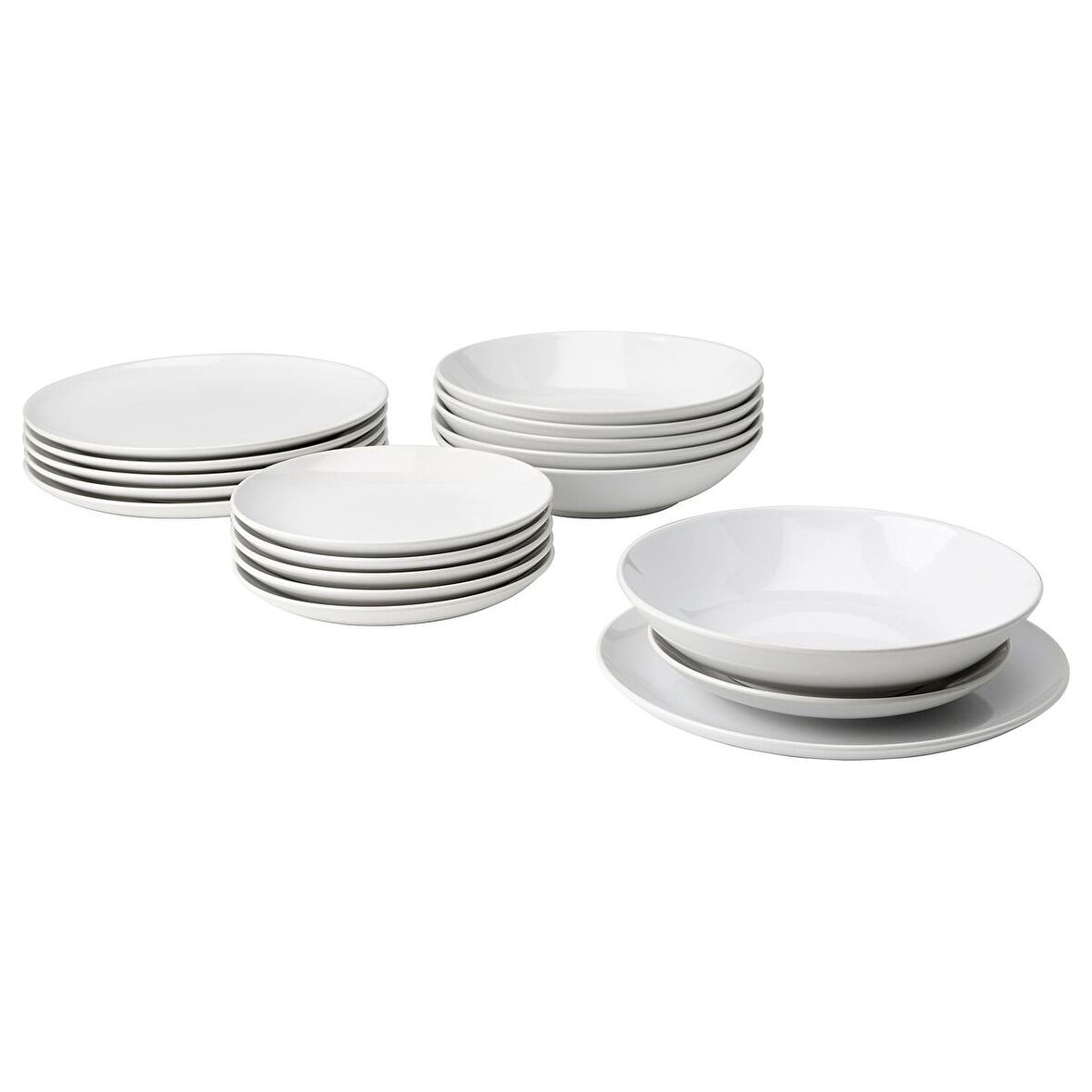Yemek takımı, beyaz, 18 parça