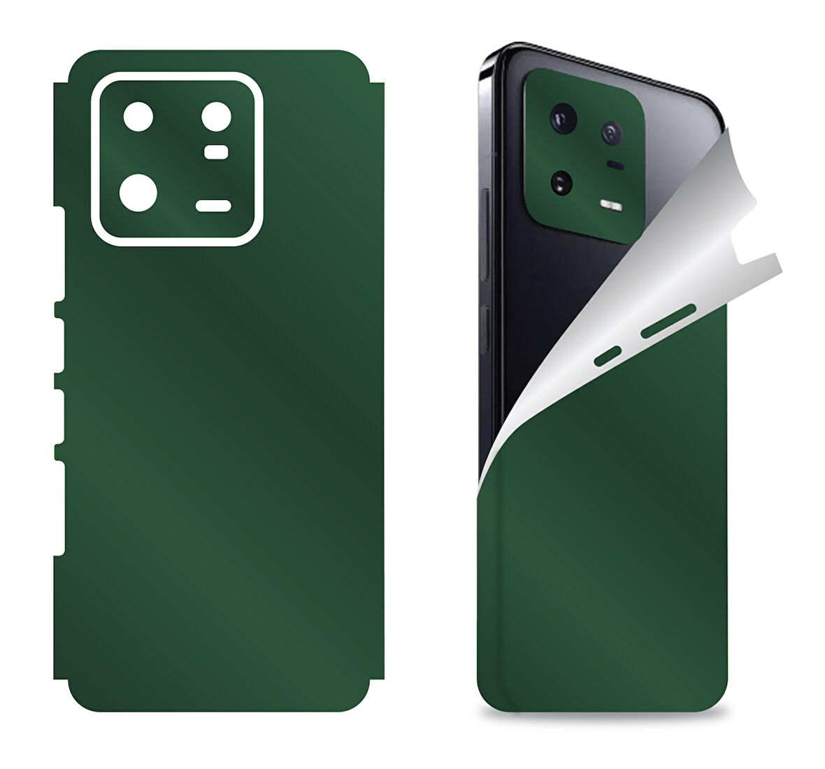 Xiaomi Mi 13 Pro için uyumlu 360 full arka ve yan kaplama koruma sticker MAT YEŞİL