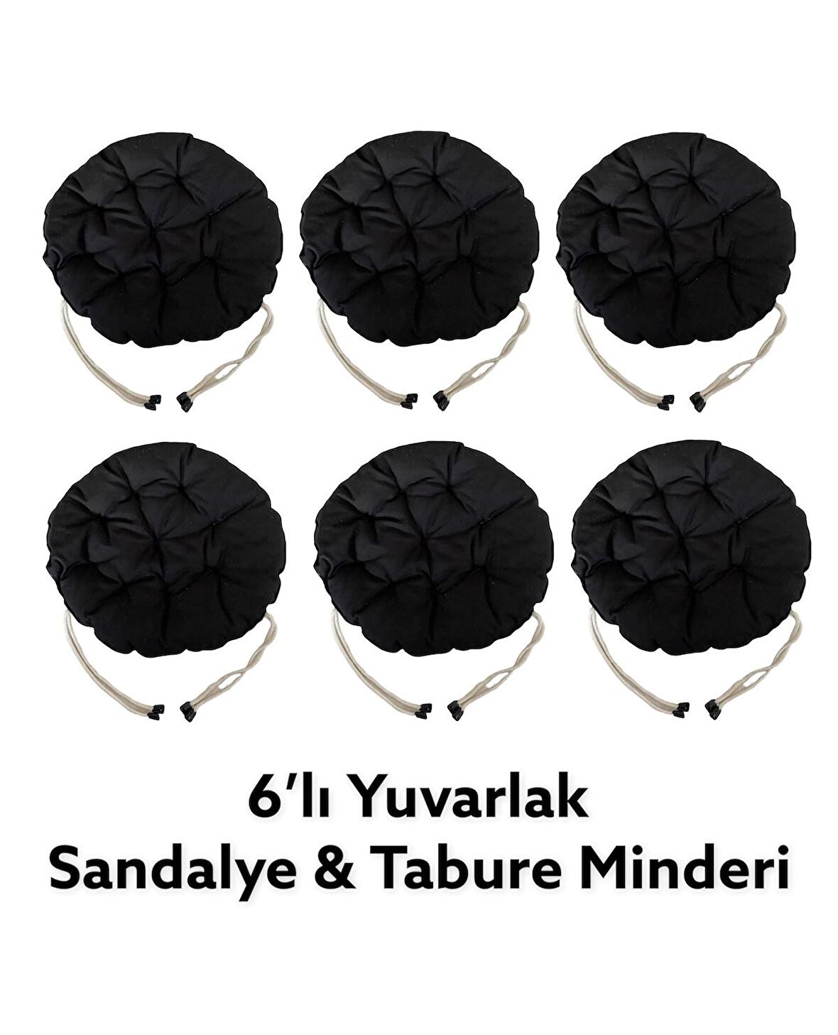 Yuvarlak Tabure Minderi - Puf Minder 6 Adet - 40 CM Çapında