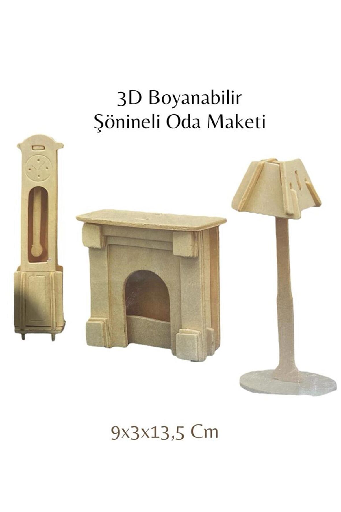 3d Boyanabilir Ahşap Yap Boz Puzzle - Ahşap 3d Şömineli Oda Maketi