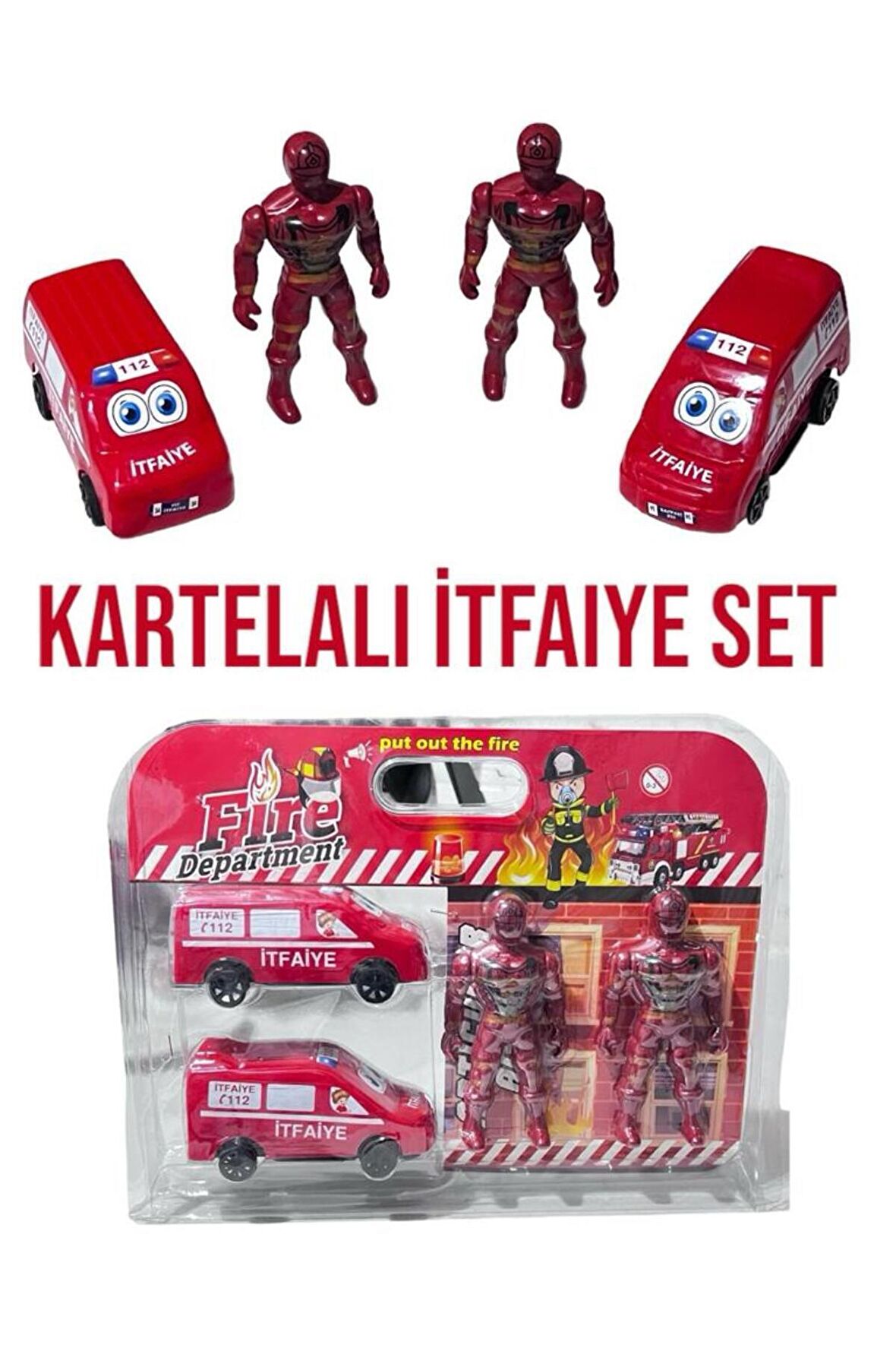 Kartelalı İtfaiye Seti - 2 Araç 2 Asker Dörtlü Set