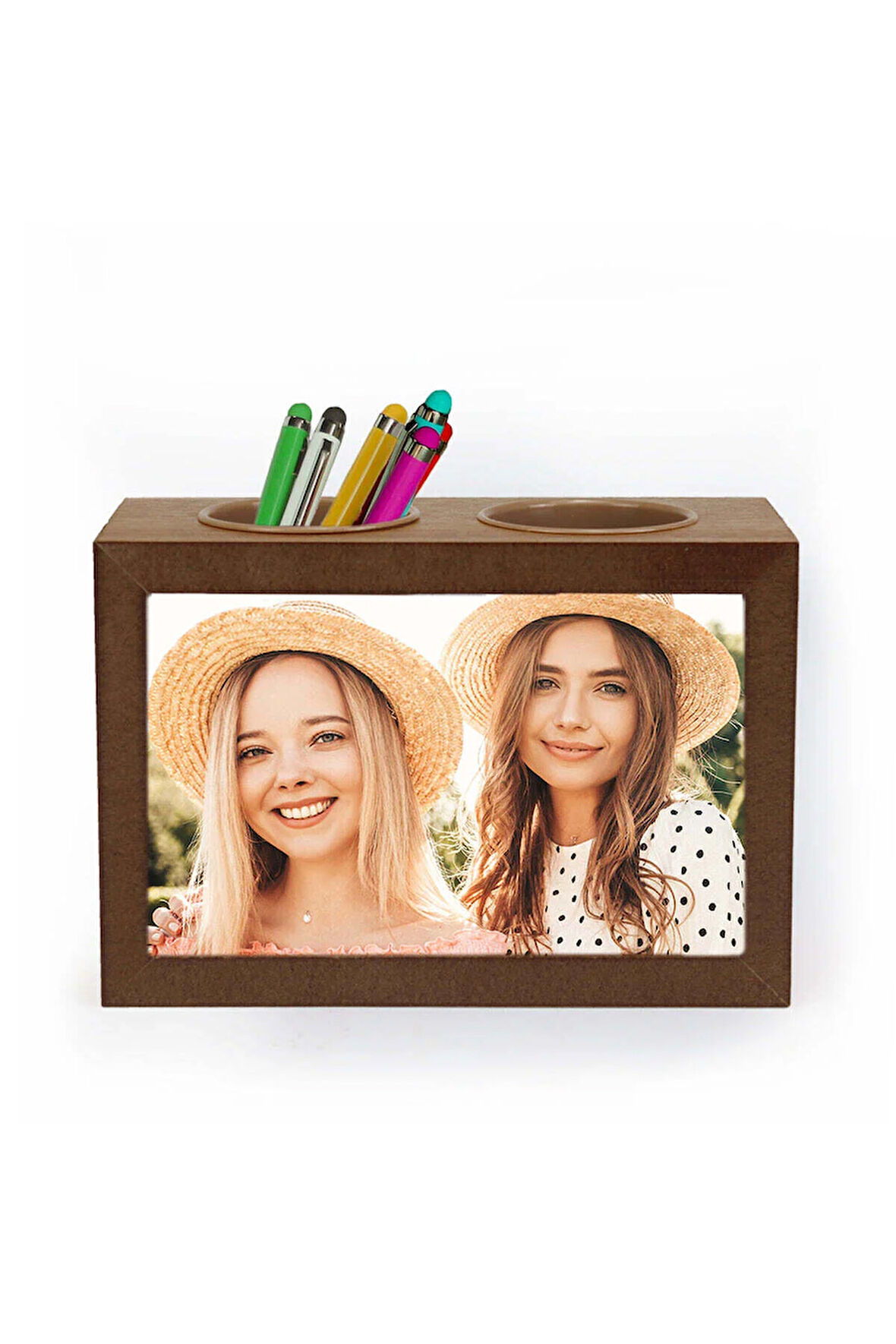 Fotoğraflı Ahşap Kalemlik