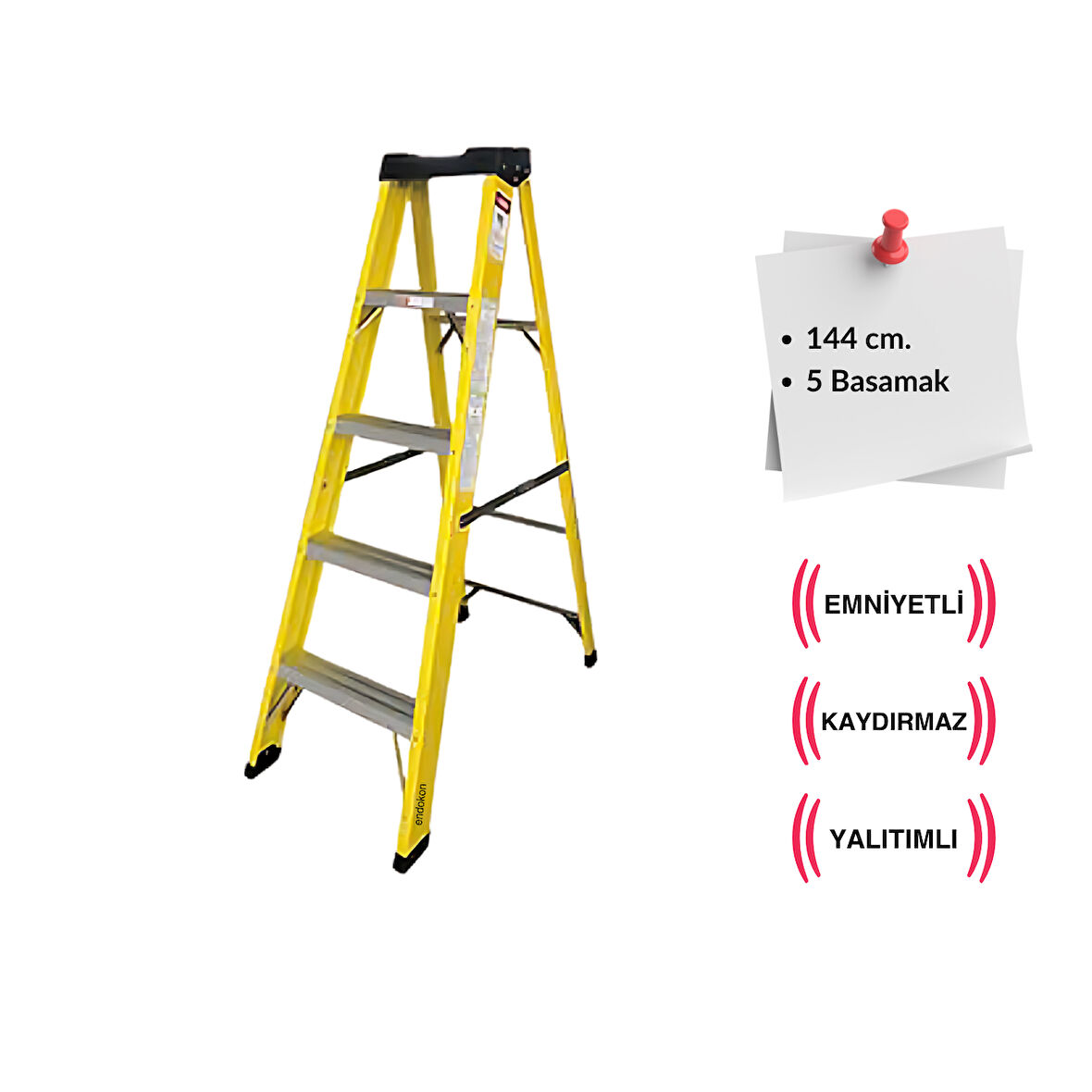 5 Basamak 144 cm Fiberglas Tek Taraflı Elektrikçi Merdiveni