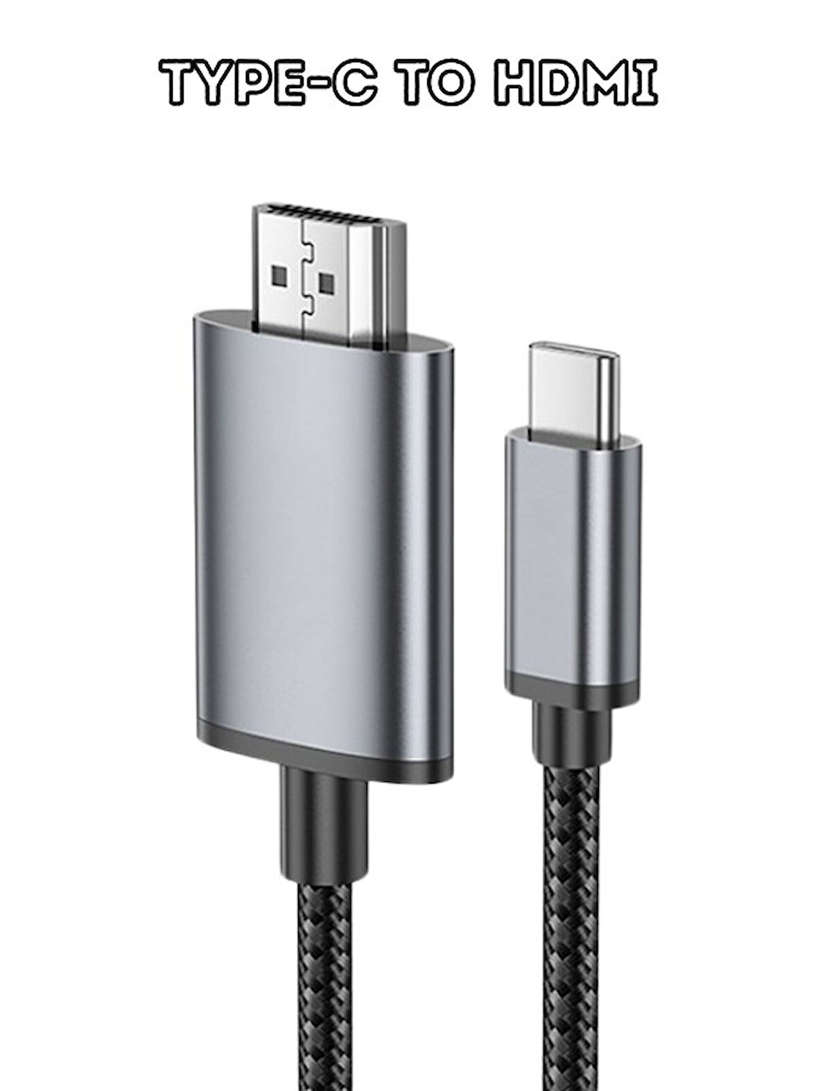 Type-C to HDMI HDTV Dönüştürücü Adaptör (4K 30Hz) 2 Metre - Samsung, iPhone Uyumluluğu, Yüksek Hızlı
