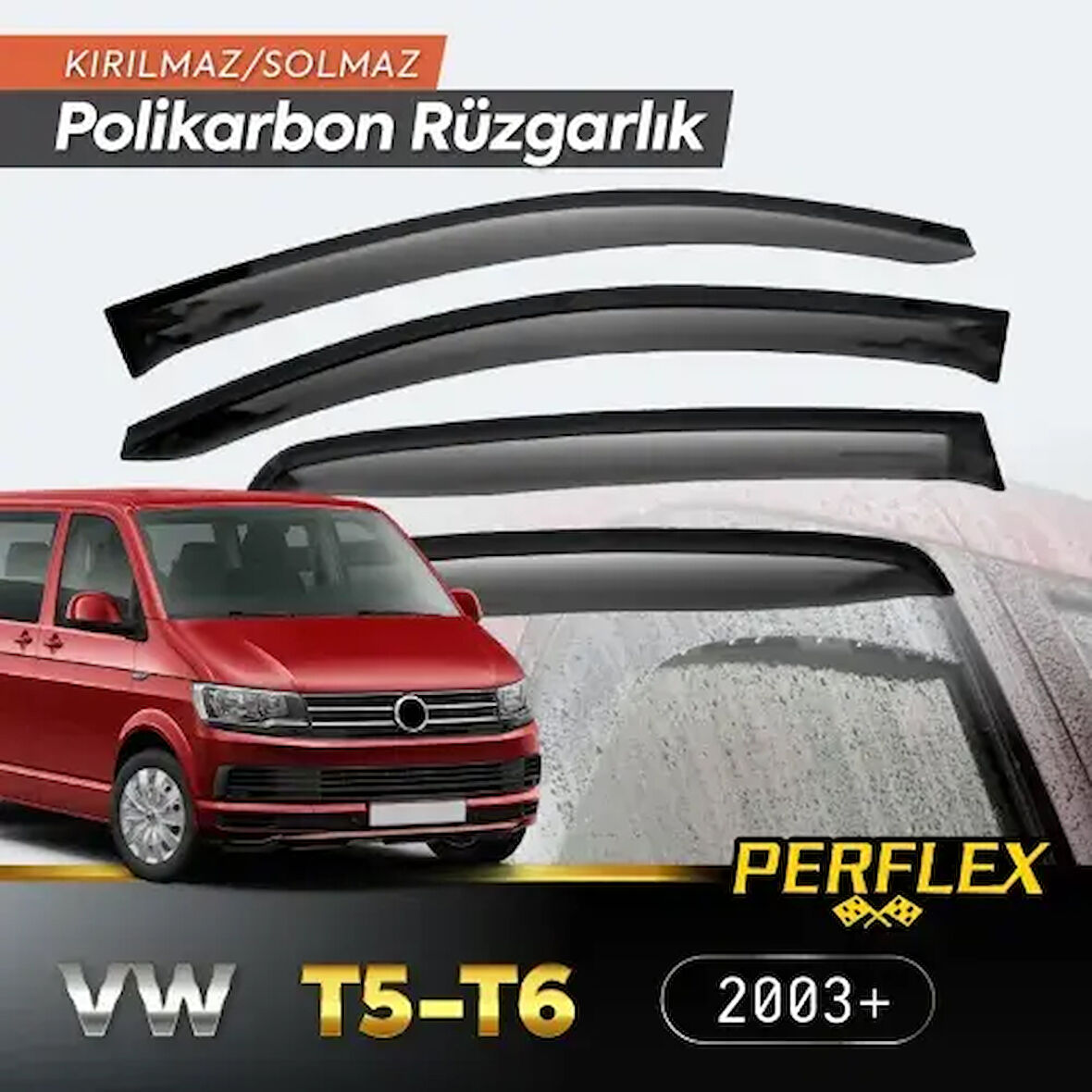 Perflex Polikarbon Kırılmaz Rüzgarlık V2 Mugen VW T5/T6 4'LÜ 2003+