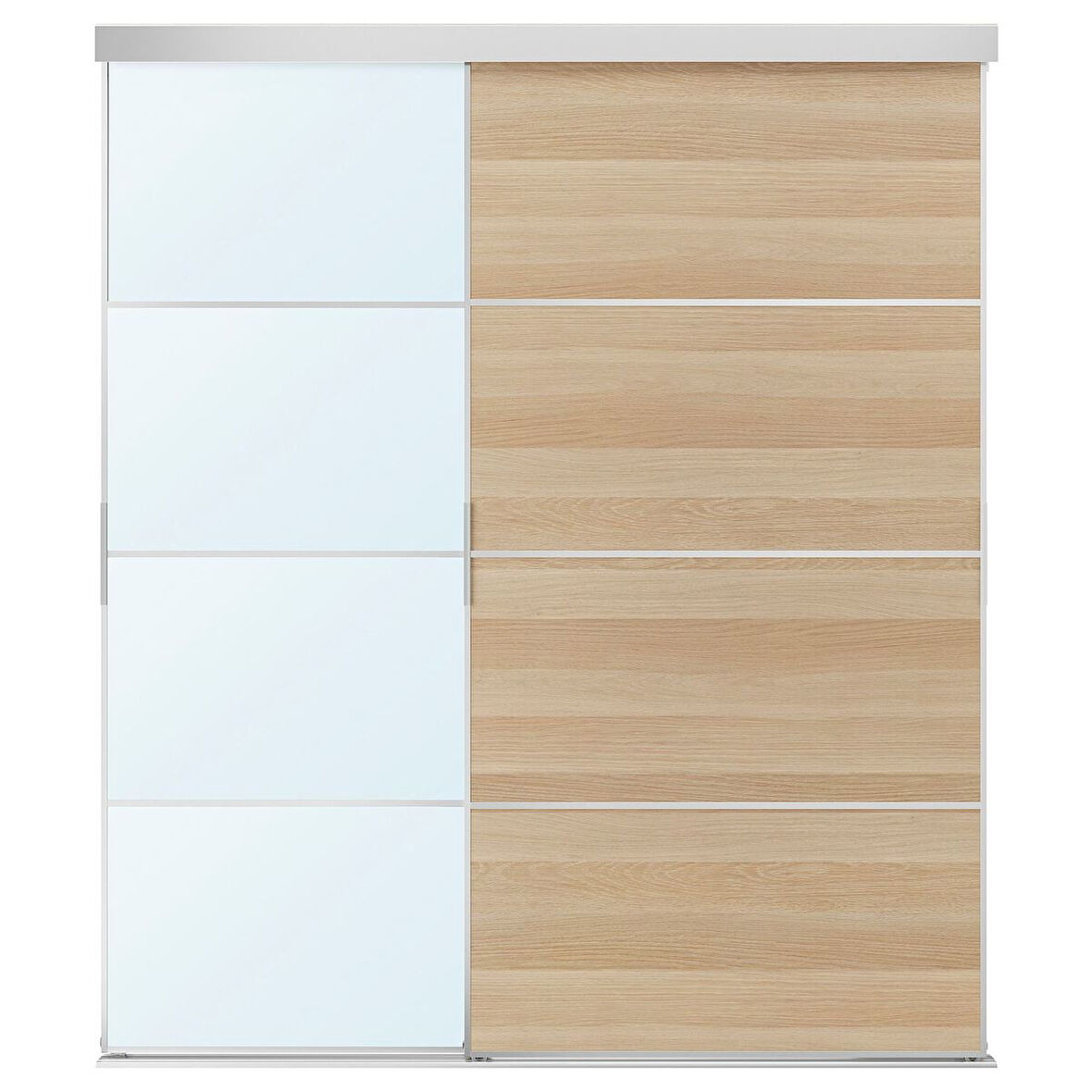 Gömme dolap için sürgü kapak, aynalı cam-ağartılmış meşe kaplama, 177x205 cm