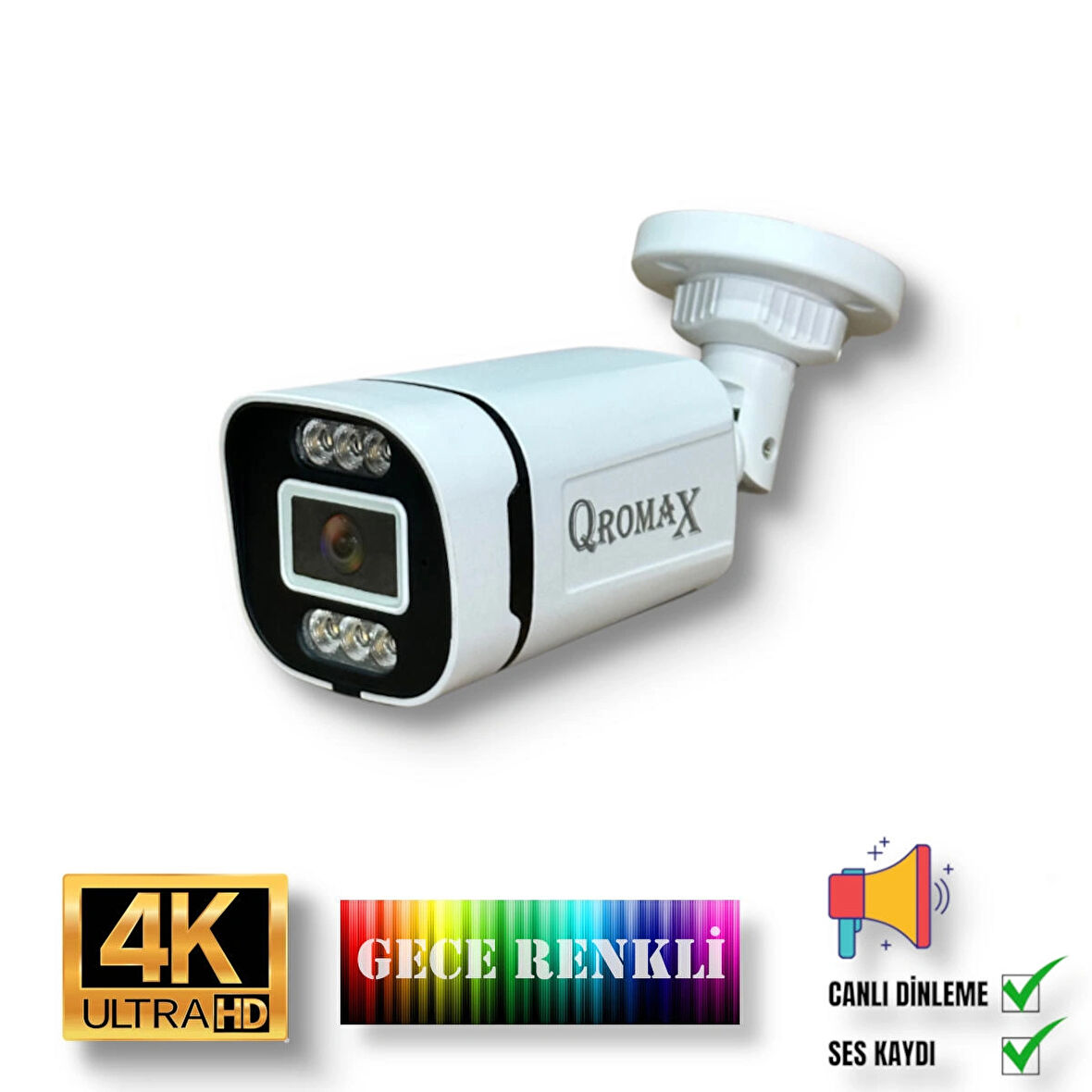 Gece Renkli Gösteren Sesli 6 Warm Ledli 4K FULLHD IP Güvenlik Kamerası 4386WS