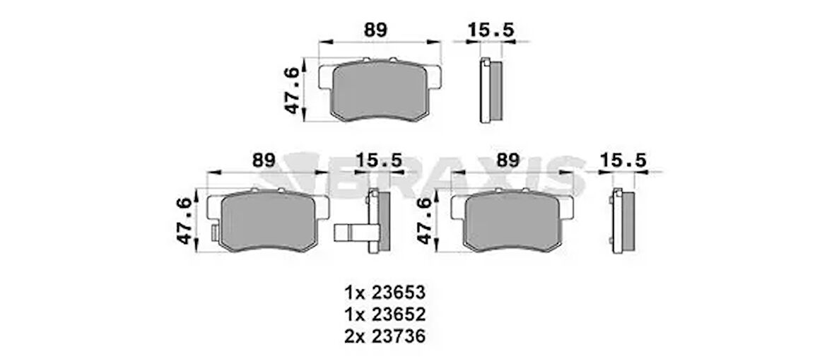 ARKA FREN BALATASI HONDA CIVIC 0113 FD6 FB7 / CR-V 0307 / ACCORD 9808 / FRV 04