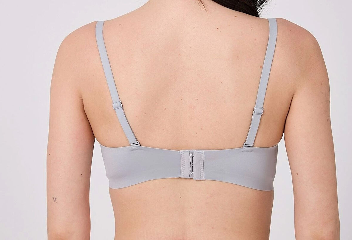 Freshness MSF05 Destekli V Dekolte Lazer Kesim Sütyen - Gri - XL