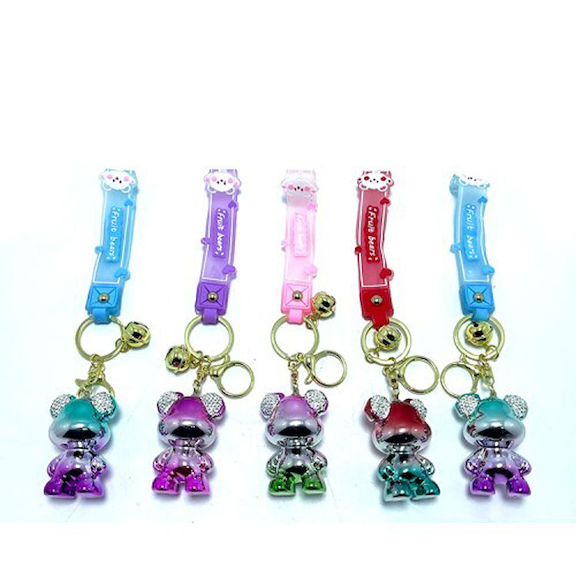 Taşlı Ayıcık Silikon Anahtarlık 