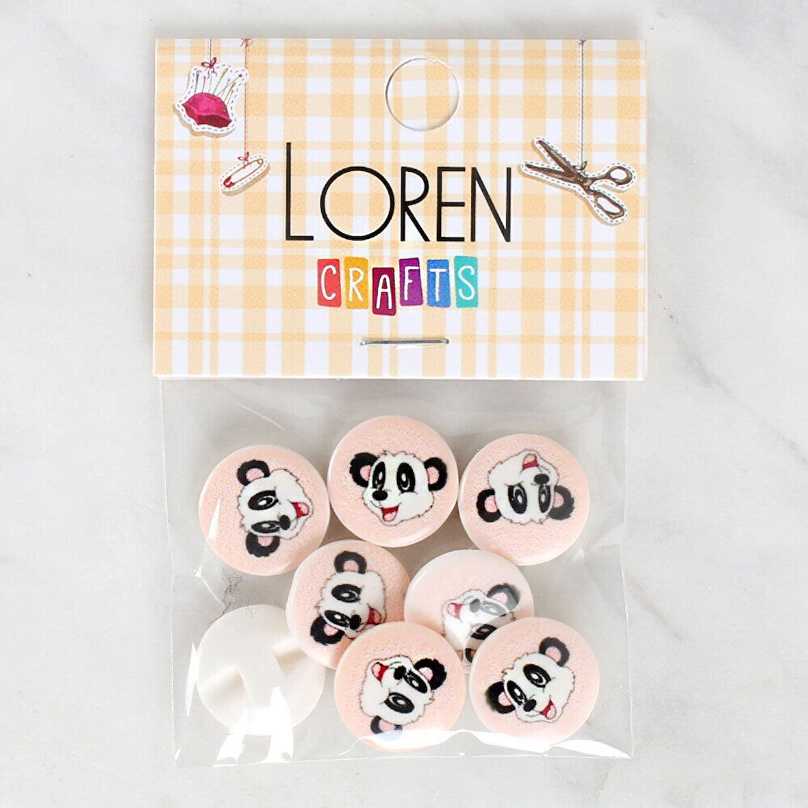 Loren Crafts 8'li Panda Düğme - 1053