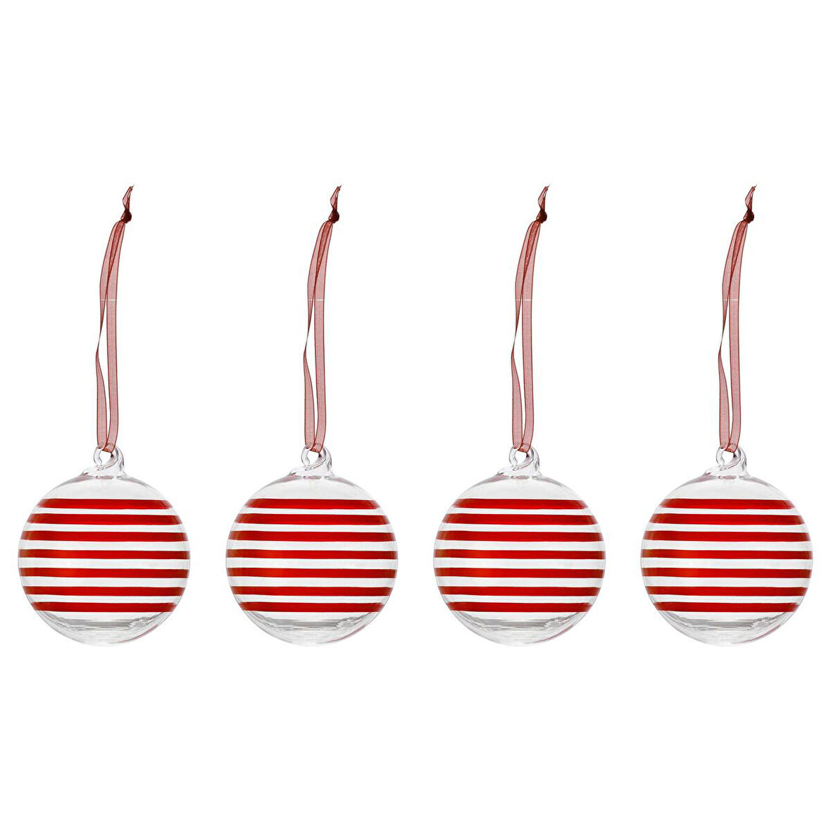 Ağaç süsü, cam-kırmızı, 6 cm, 4 adet