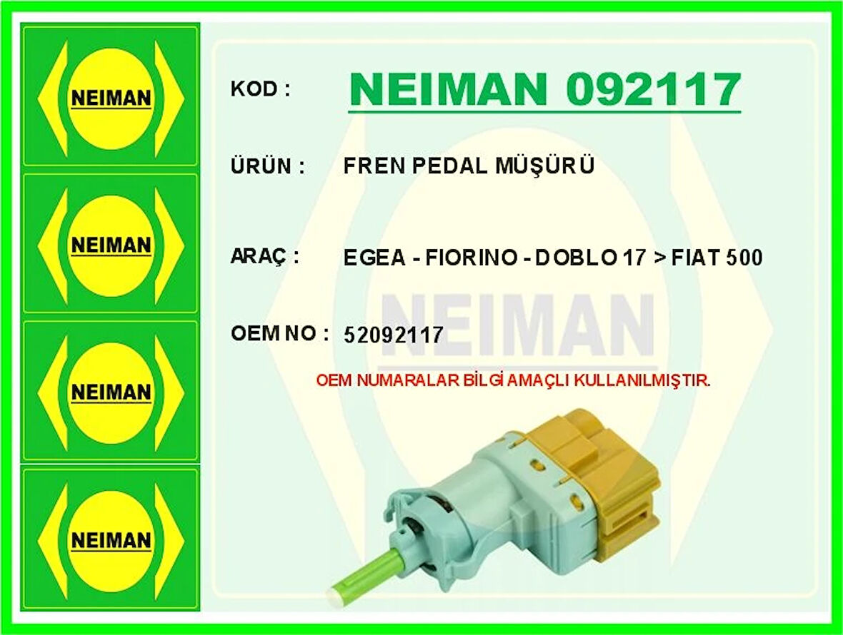FREN PEDAL MÜŞÜRÜ EGEA - FIORINO - DOBLO 2017 FIAT 500 52092117