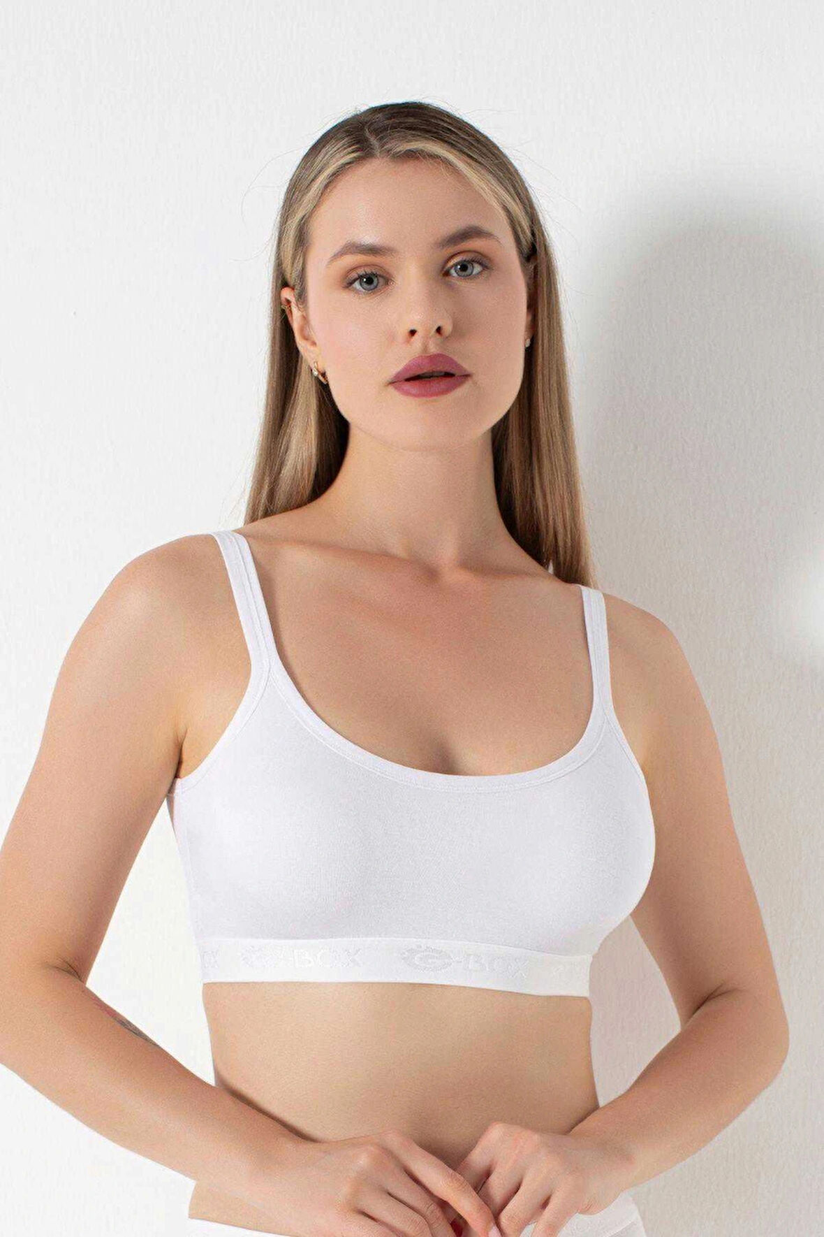 G-box 942 Kadın Bambu Parmak Askı Pedli Büstiyer - Beyaz - 3XL