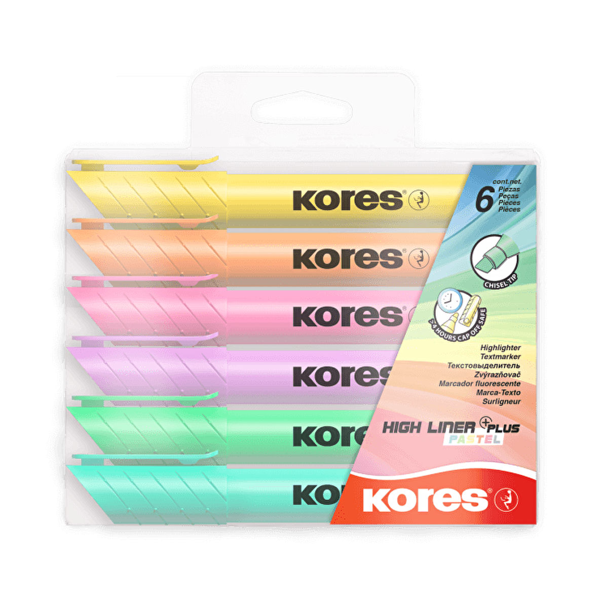 Kores Plus Pastel Fosforlu Kalem 6 Renk 36060