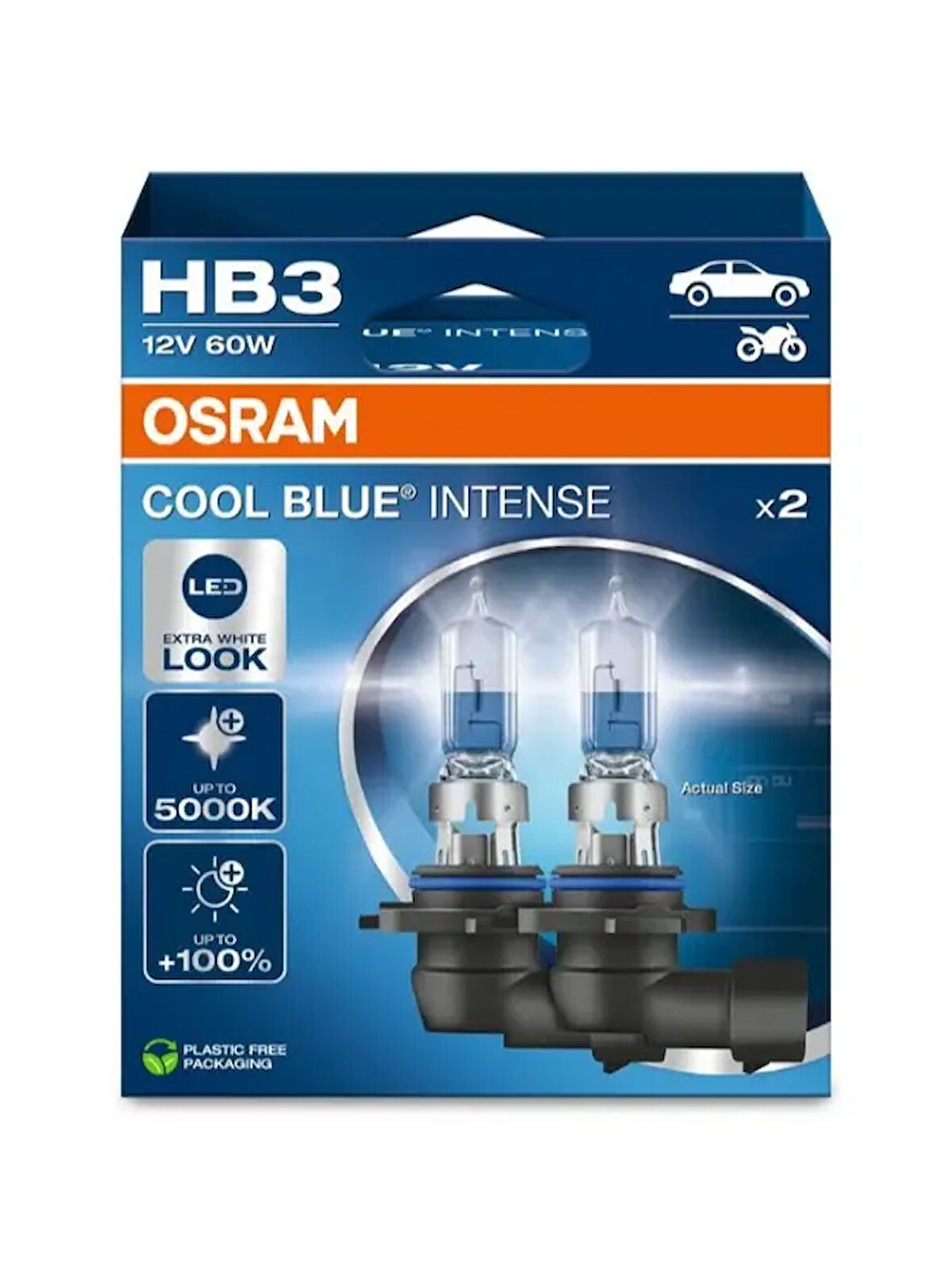 AMPUL 12V HB3 60W COOL BLUE INTENSE NEXT GEN (CBN) SERISI (IKILI KUTU) (ORIJINAL)