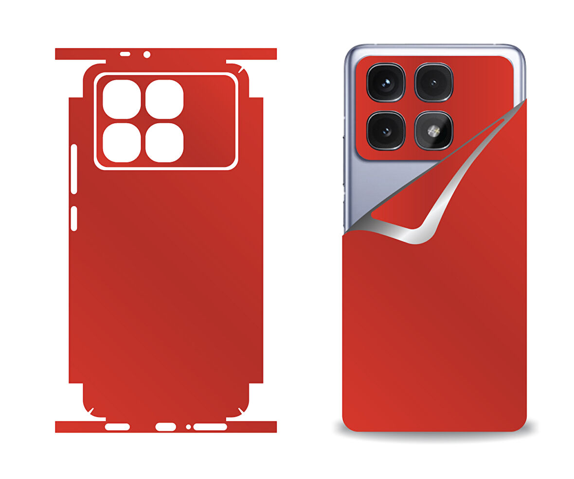 Xiaomi Redmi K70 Ultra için uyumlu 360 full arka kaplama koruma sticker  KIRMIZI