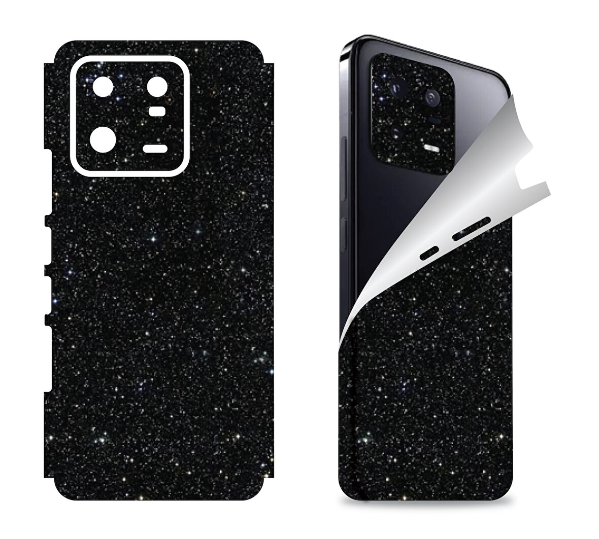 Xiaomi Mi 13 Lite için uyumlu 360 full arka ve yan kaplama koruma sticker SİMLİ SİYAH