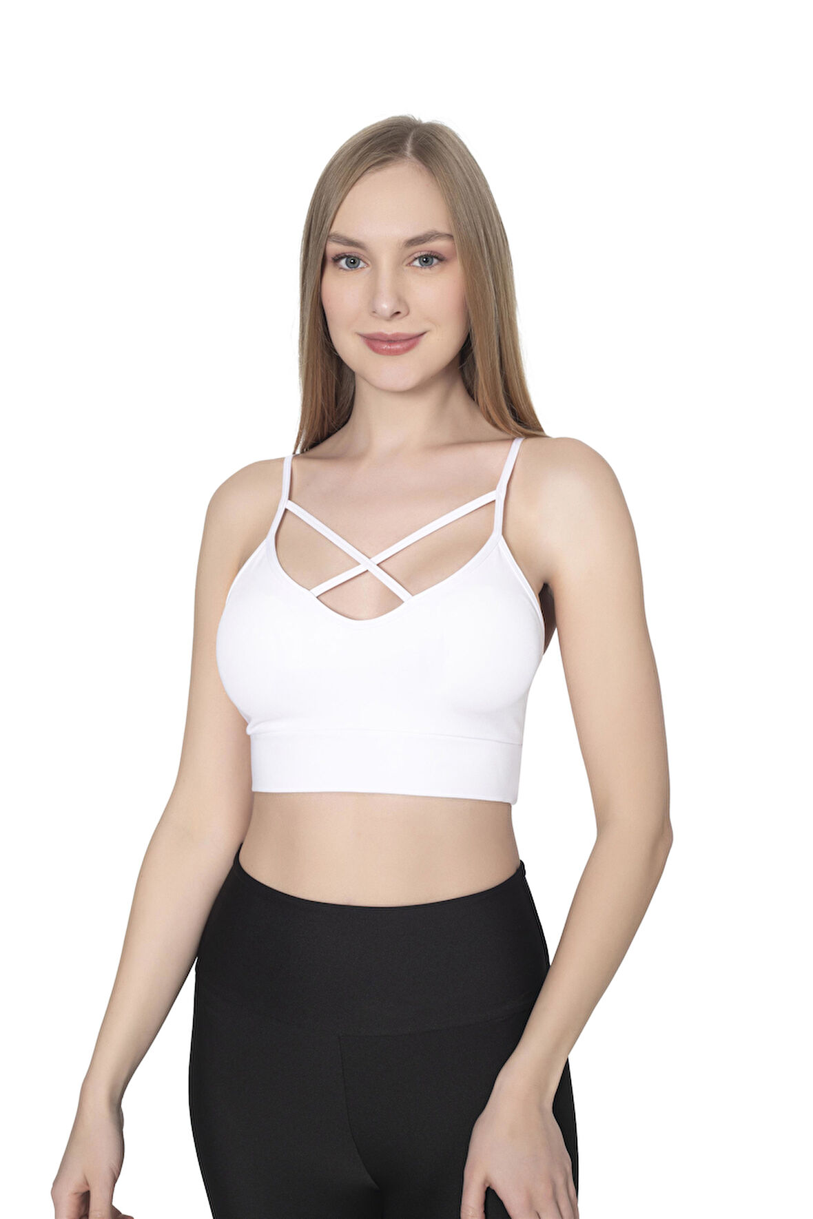 1052 Pinkhan Ön Çapraz Büstiyer Kadın - PEMBE - L-XL