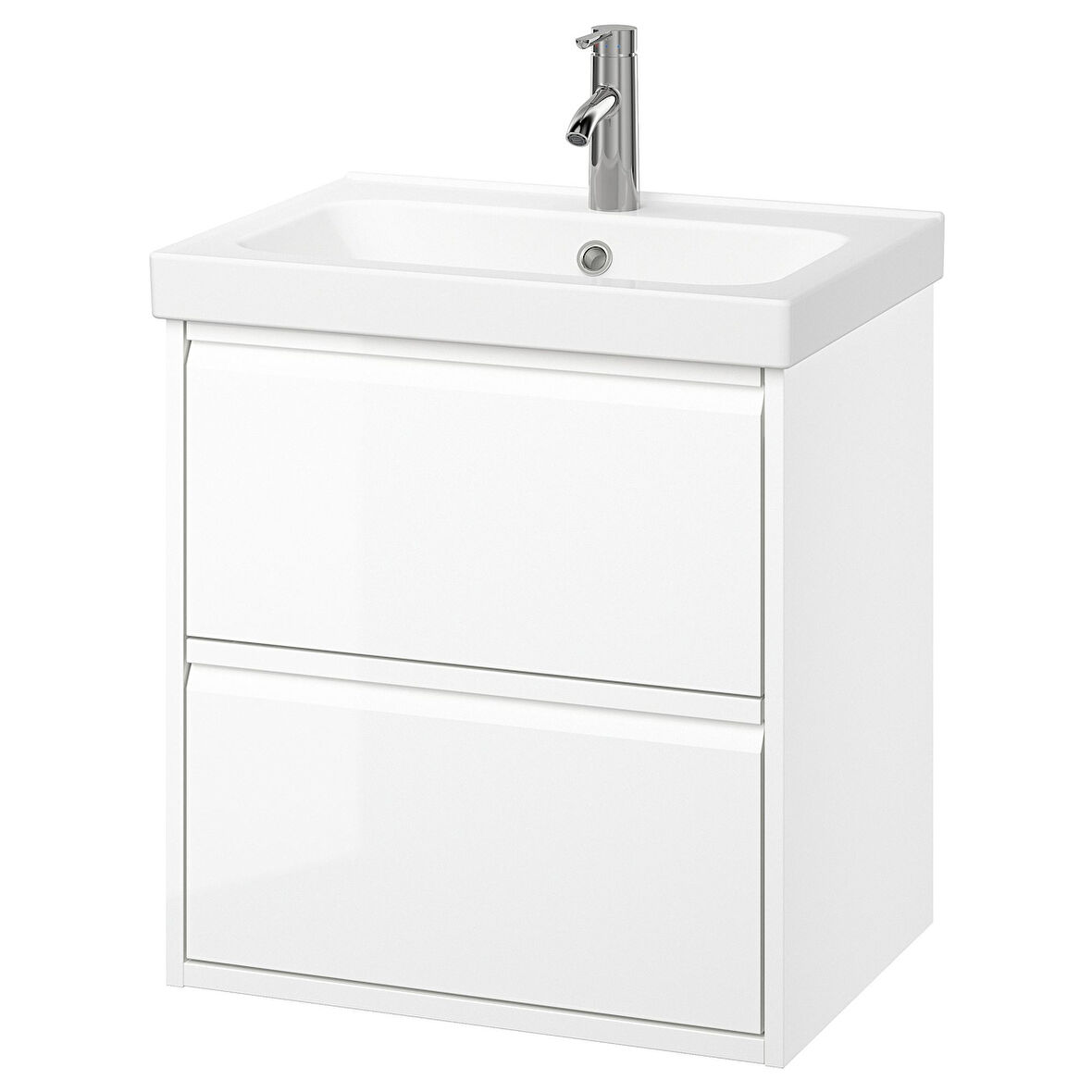 Lavabo dolabı kombinasyonu, parlak cila beyaz, 62x49x69 cm, DALSKAR batarya