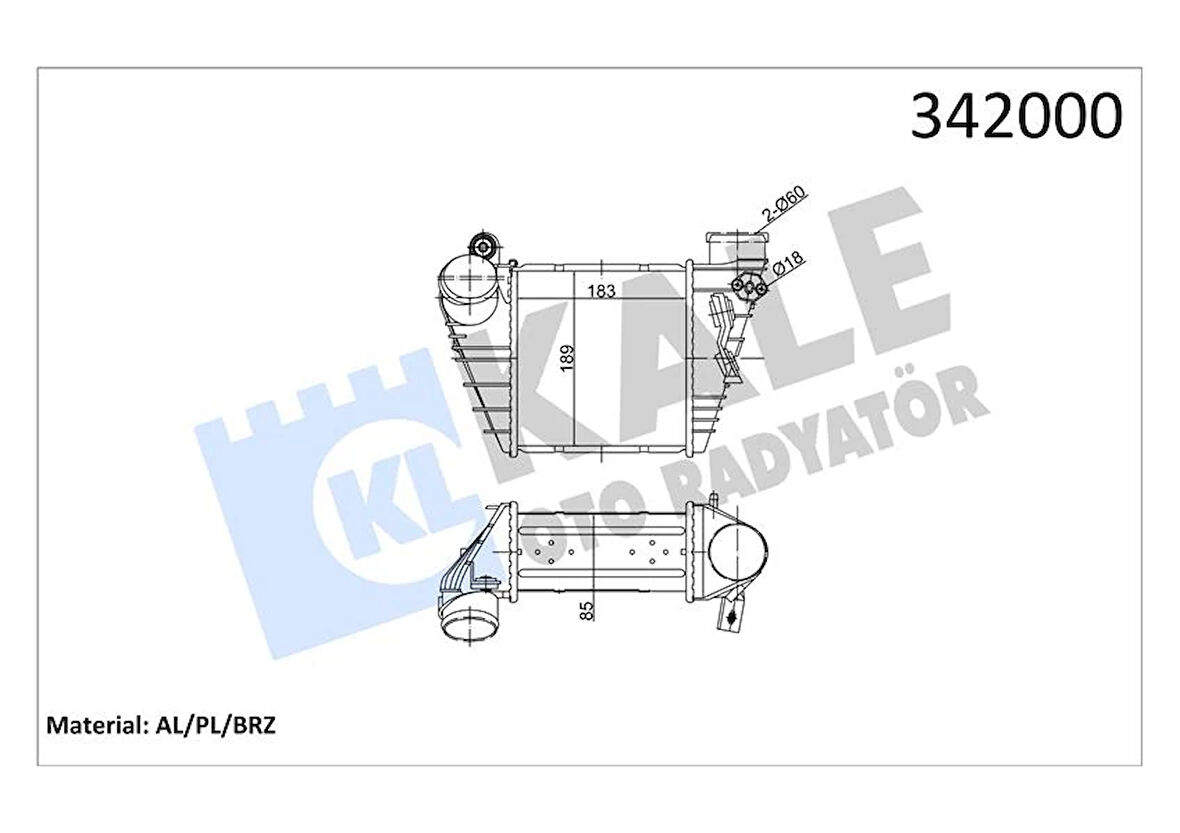 TURBO RADYATÖRÜ INTERCOOLER GOLF 4-BORA-A3-OCTAVIA-TOLEDO-LEON 1.9TDI 18310189.51085 AL/PL/B 1J0145805B 1J0145805D 1J0145805H