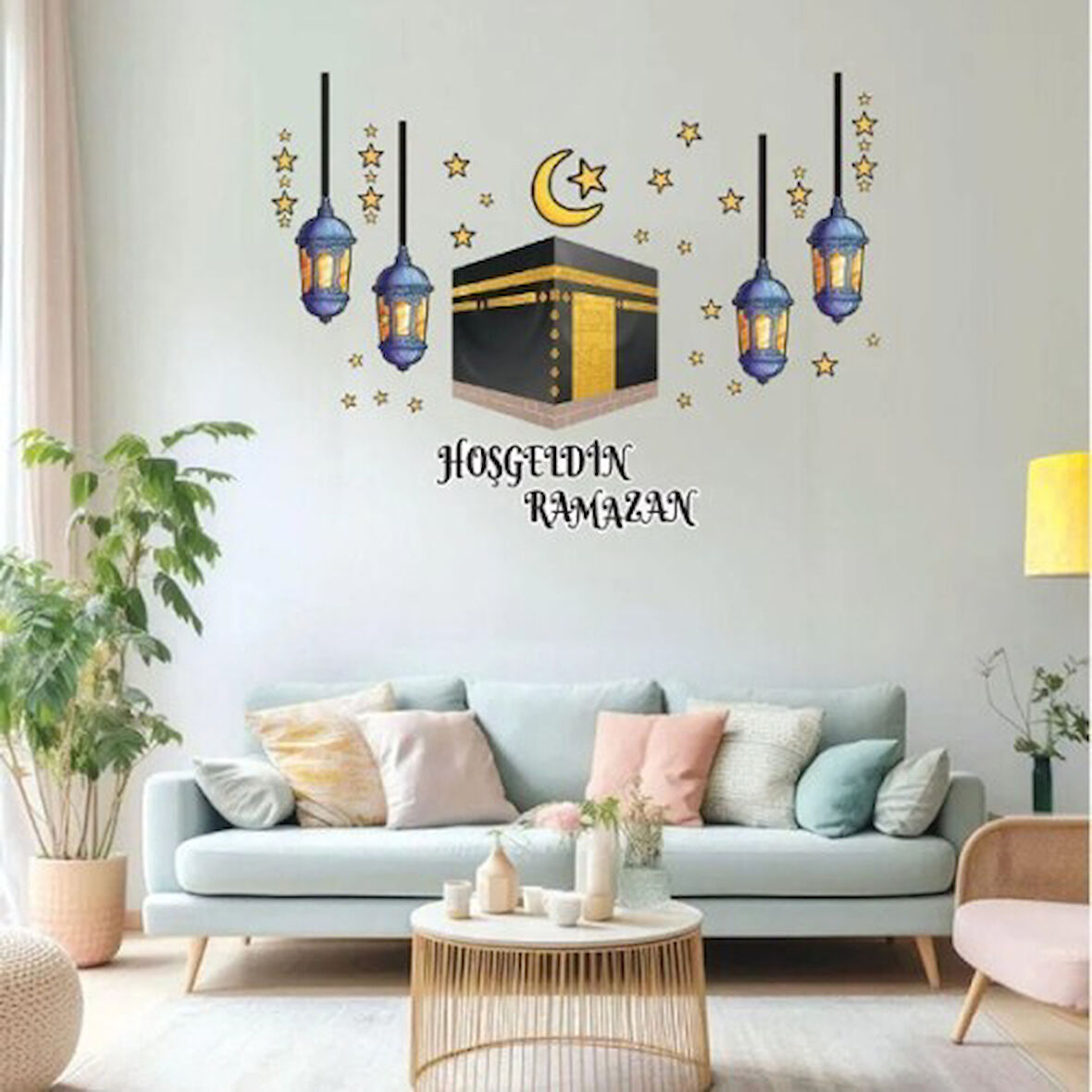 Hoşgeldin Ramazan Kabe Ve Fenerler Cam Yatak Odası Mutfak Balkon Duvar Süsü Kağıdı Stickerı