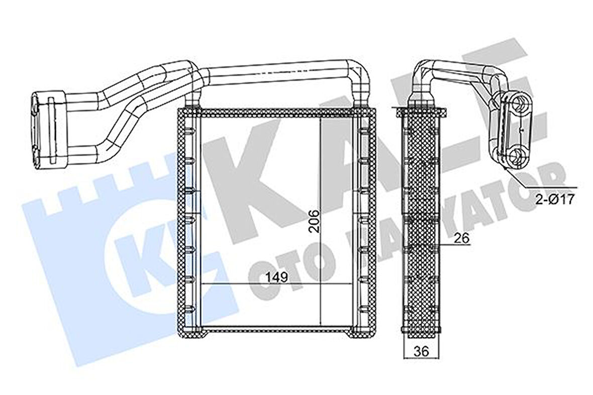 KALORIFER RADYATORU TRANSIT 5363 2014-2017 CUSTOM 5362 2014-2017 ARKA BK2118B539CA 1791695