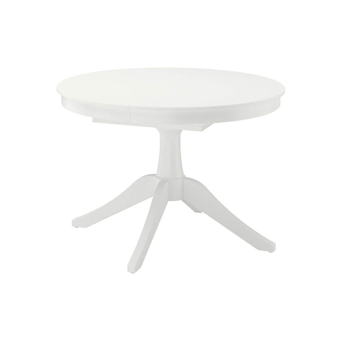 Yuvarlak yemek masası, beyaz, 4-6 kişilik, açılabilir, 110/155 cm