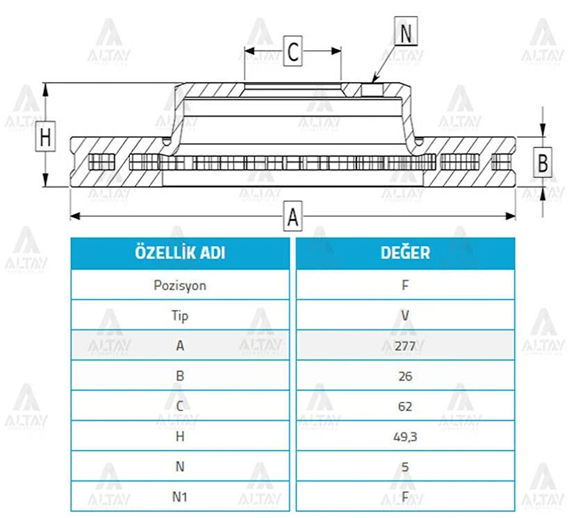 FREN DİSKİ COROLLA 2013-2018 / AURIS 2013-2018 / ÖN HAVALI 277-5 4351202330 (2 ADET)