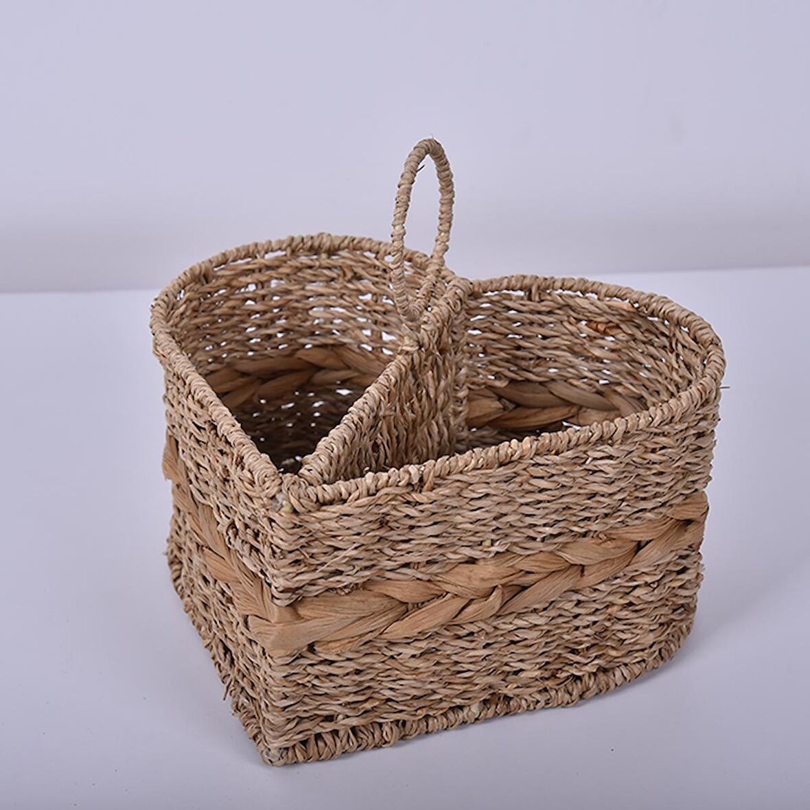 Dekoratif Rattan Hasır Kaşıklık , Mutfak Banyo Tezgah Üstü Kaşıklık, Masaüstü Kalemlik 23x15x20cm