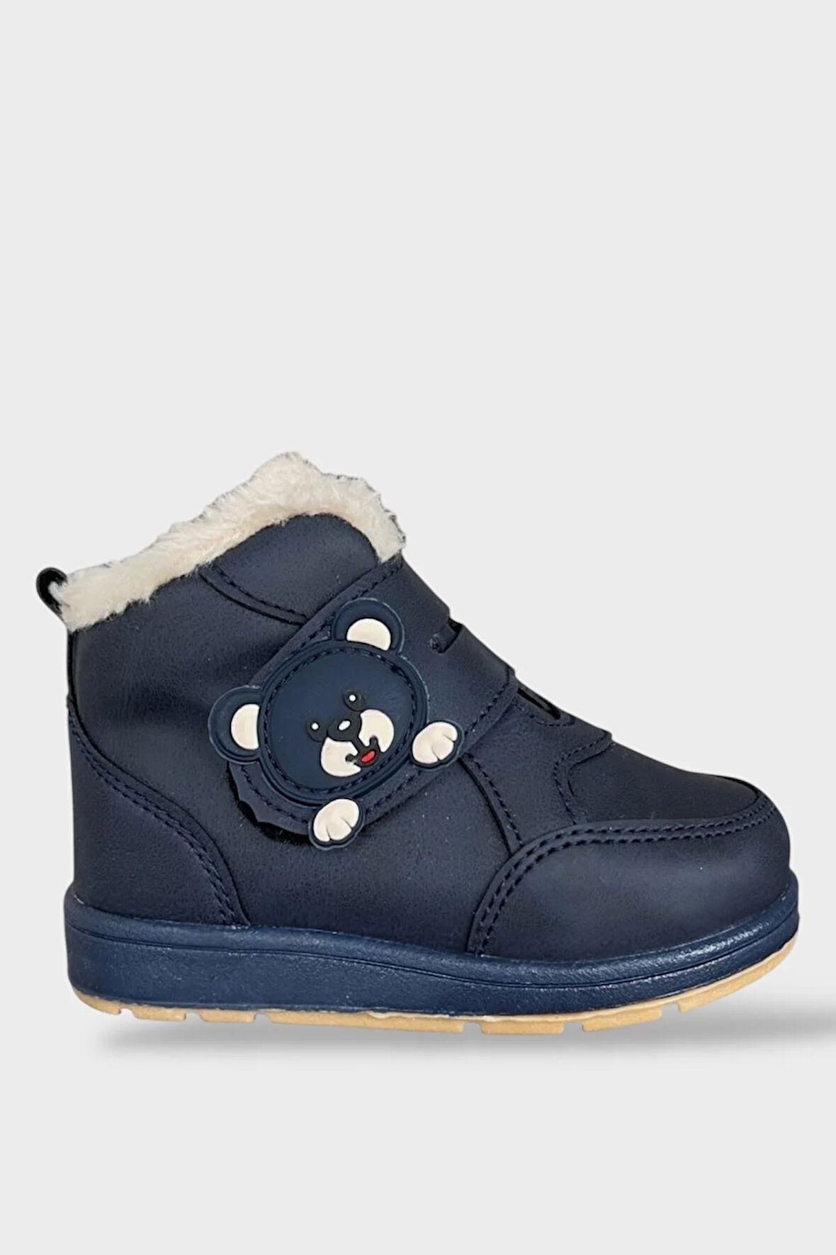 Panda Detaylı Kürklü Unisex Çocuk Bebe Bot LACİVERT
