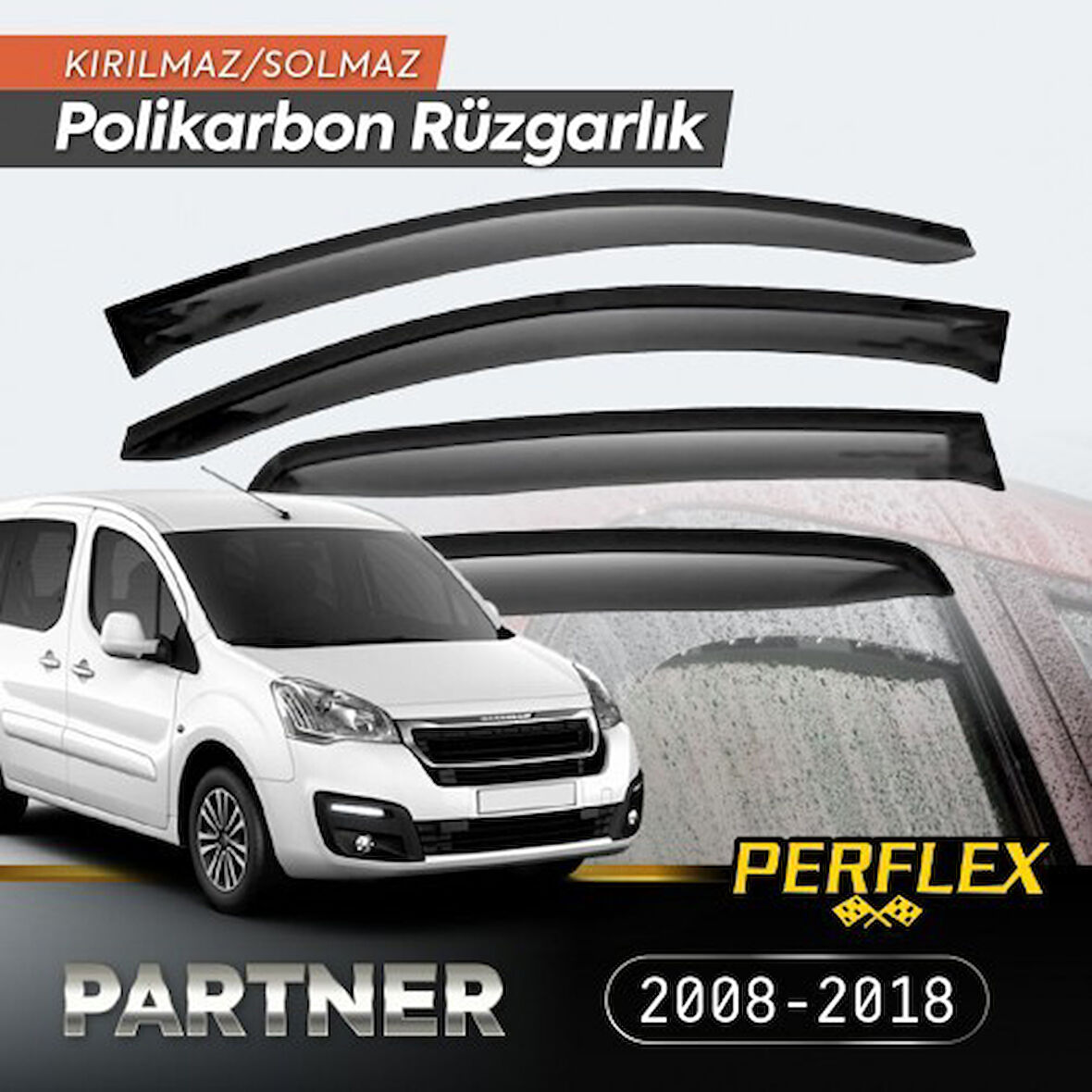 Peugeot Partner Tepee 2008-2018 Cam Rüzgarlığı V2 Düz