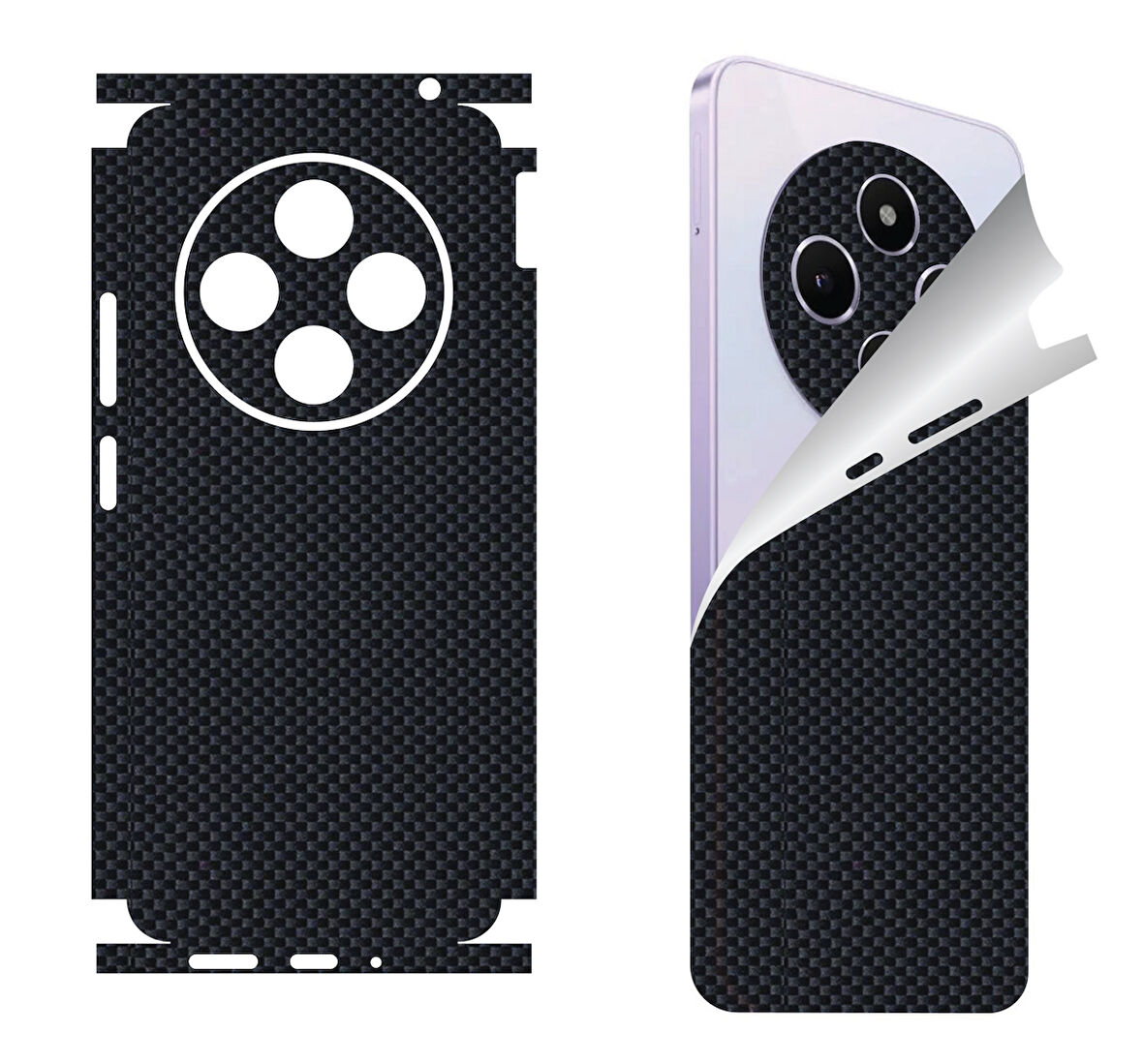 Xiaomi Redmi 14c için uyumlu 360 full arka kaplama koruma sticker KARBONFİBER