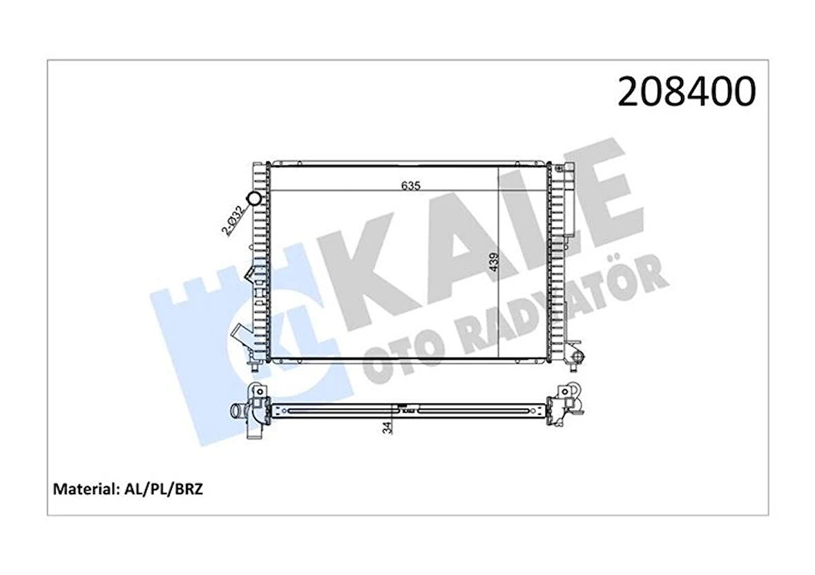 RADYATÖR LOGAN 1.8-2.0 165-2.2 D ESPACE 3 2.0 AC MEK OTOM 1 SIRA PA SİSTEM 635X441X47 7701044076 7701038219 7701043411