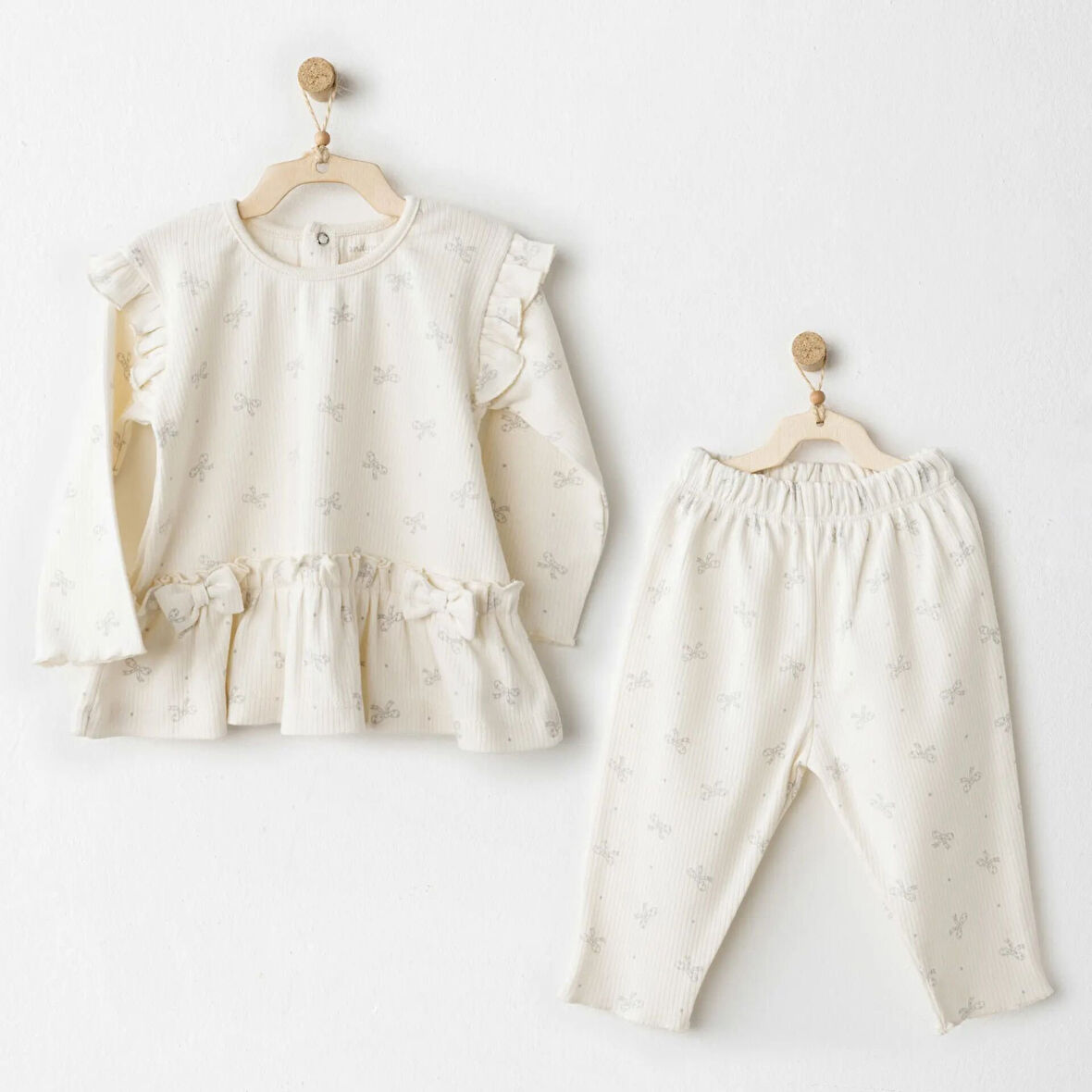 Andywawa AC26256 Baby Bow Bliss 2'li Takım Ekru