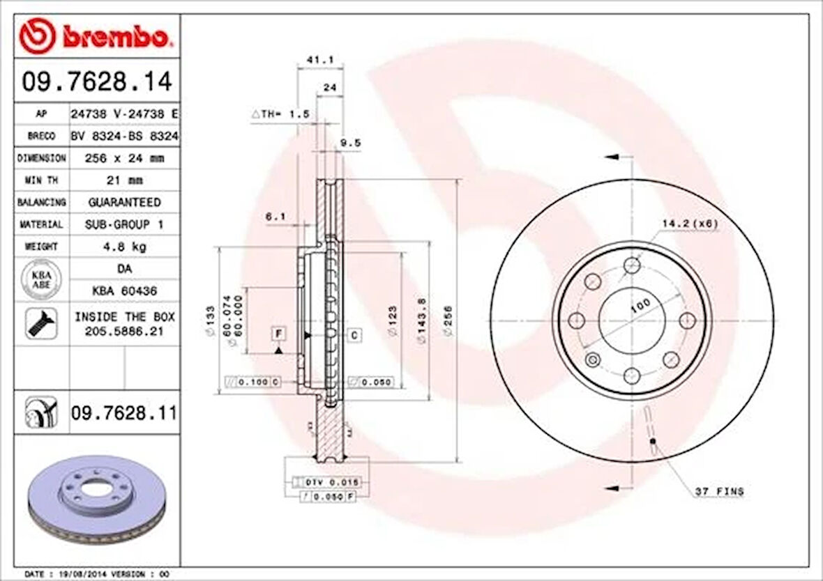 ÖN FREN AYNASI ASTRA G 1998-2009 ZAFIRA A 1999-2009 256X24X4DLXHAVALI 569059 9117677 90497879 95526647 (2 ADET)