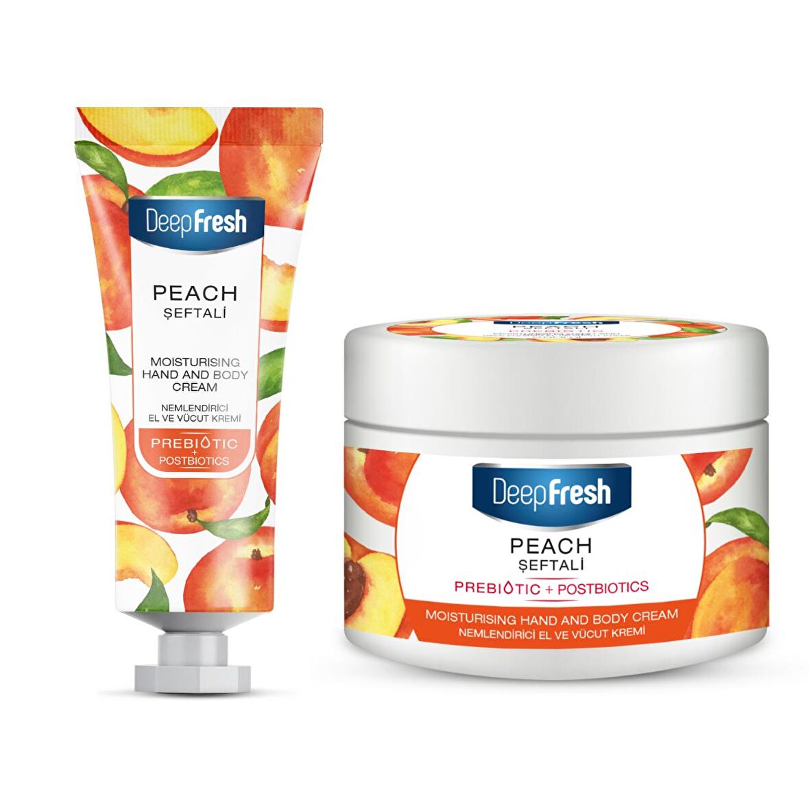 Deep Fresh Nemlendirici E Vitaminli ve Parabensiz Tüm Cilt Tipleri için Şeftali Kokulu Vücut Kremi 50 ml & 250 ml 