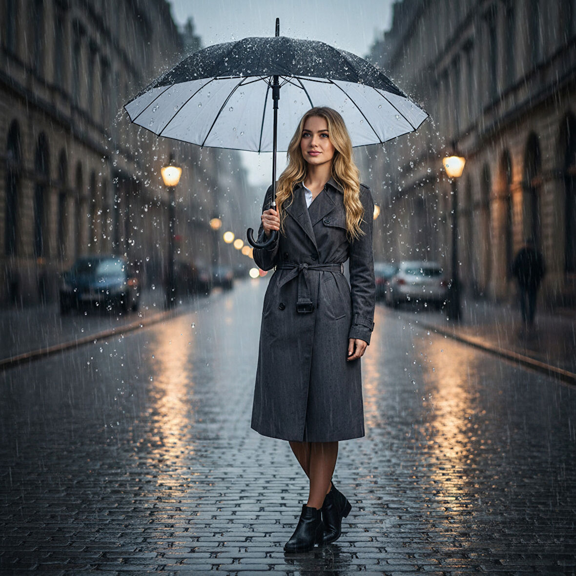 Isabella 16 Telli Otomatik Açılır Lüks Goretex Şemsiye - Siyah - Rüzgara Dayanıklı & Zarif