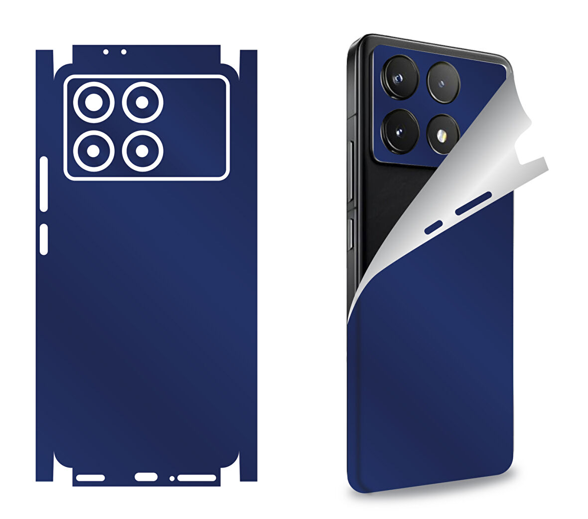 Xiaomi Poco C65 için uyumlu 360 full arka kaplama koruma sticker - MAT MAVİ