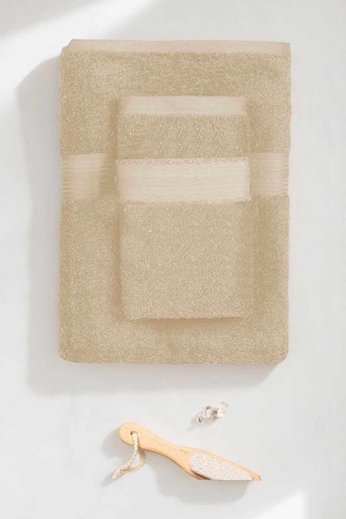 2 Parça Battal Lüks Premium Banyo Spa Havlu Takımı 90x170 Cm Bej