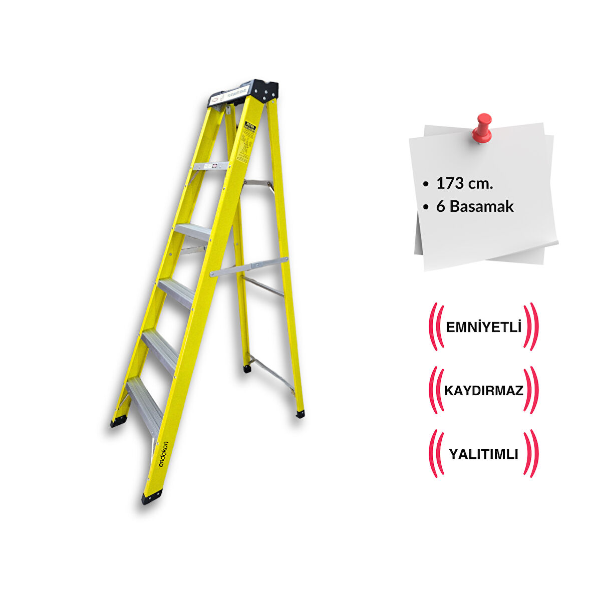 6 Basamaklı 173 cm Fiberglas Tek Taraflı Elektrikçi Merdiveni